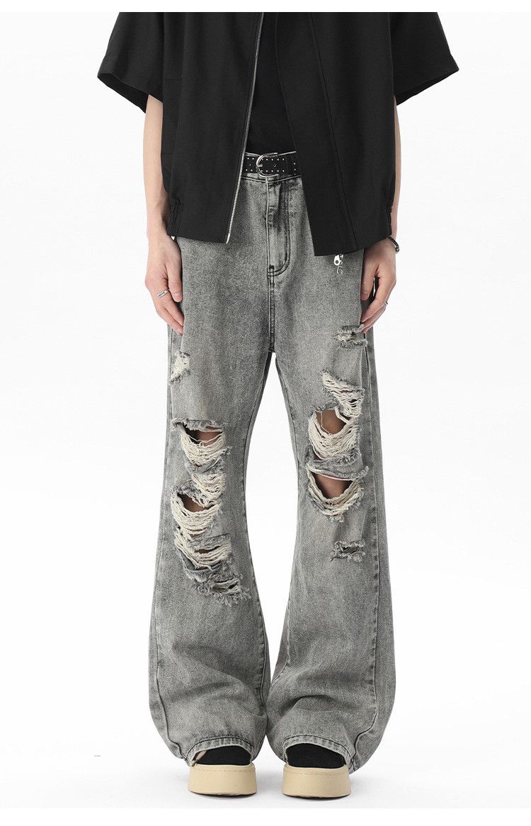 Japanese Brand Men's trendy retro loose wide-leg ripped jeans Size US 32 / EU 48 - 1 Thumbnail