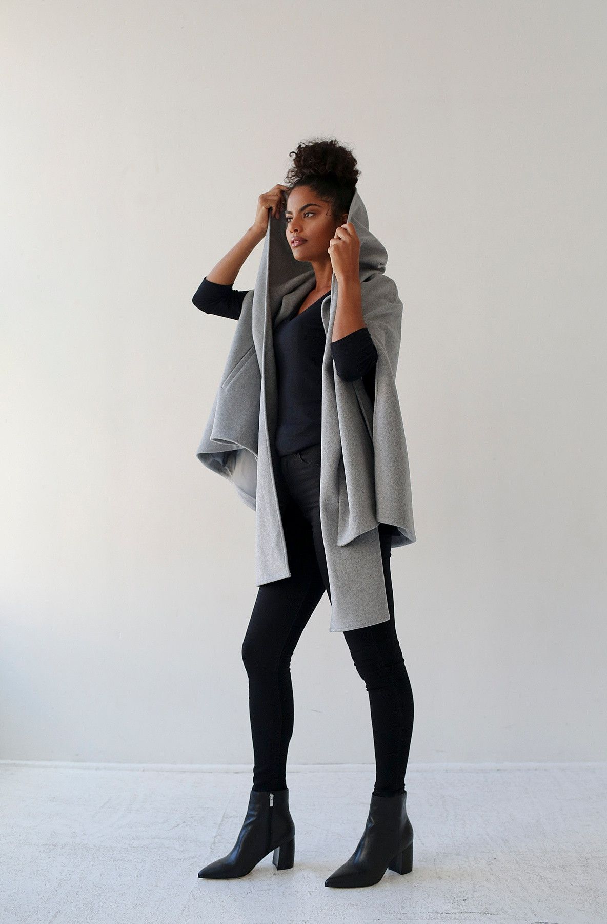 Other GREY HOODED CAPE COAT Size XS / US 0-2 / IT 36-38 - 7 Thumbnail