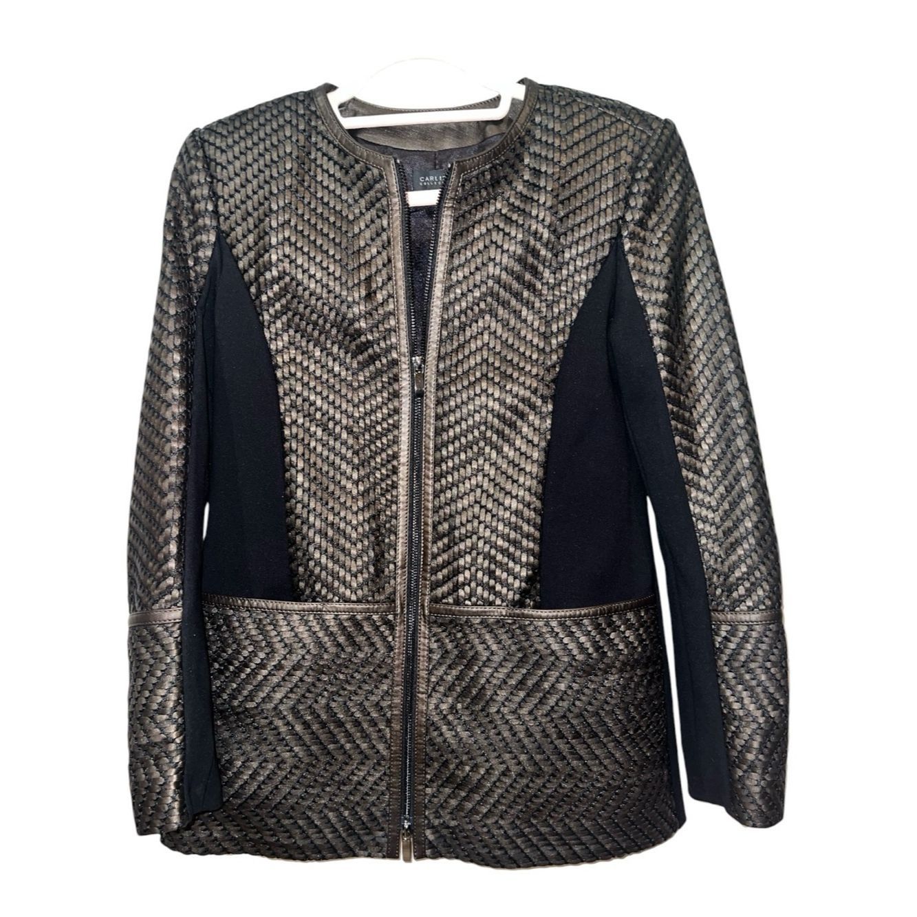 Other Carlisle Collection Metallic Woven Leather Jacket Bronze Bl Size S / US 4 / IT 40 - 2 Thumbnail