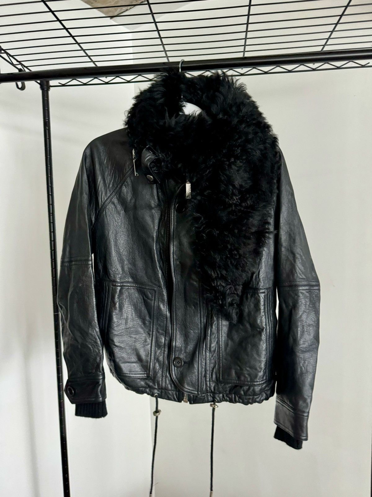 Saint Laurent Paris Saint Laurent Black Leather Jacket with Removable Fur Collar Size XS / US 0-2 / IT 36-38 - 3 Thumbnail
