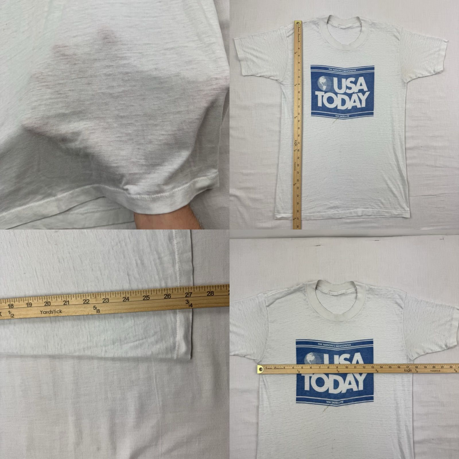 Vintage VINTAGE USA Today T Shirt Adult Medium White Hipster 80s Grunge Shirt Mens Size US M / EU 48-50 / 2 - 8 Thumbnail