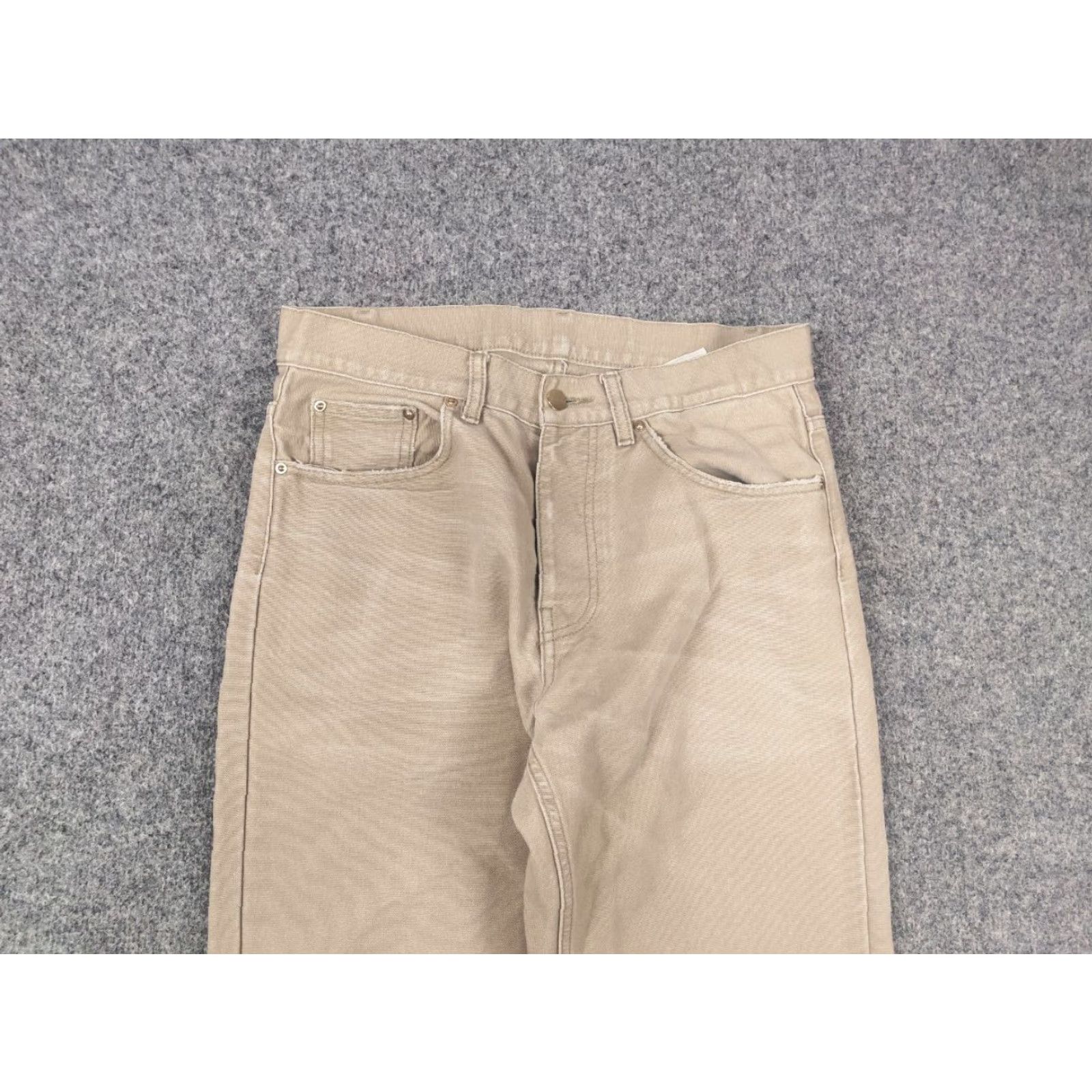 Carhartt VINTAGE Carhartt USA Beige Faded Canvas Newel Trouser Straight Pants Carpenter Workwear 30" Mens Beige 90s Carhartt USA 30x30 5-Pocket Denim? Size US 30 / EU 46 - 4 Thumbnail