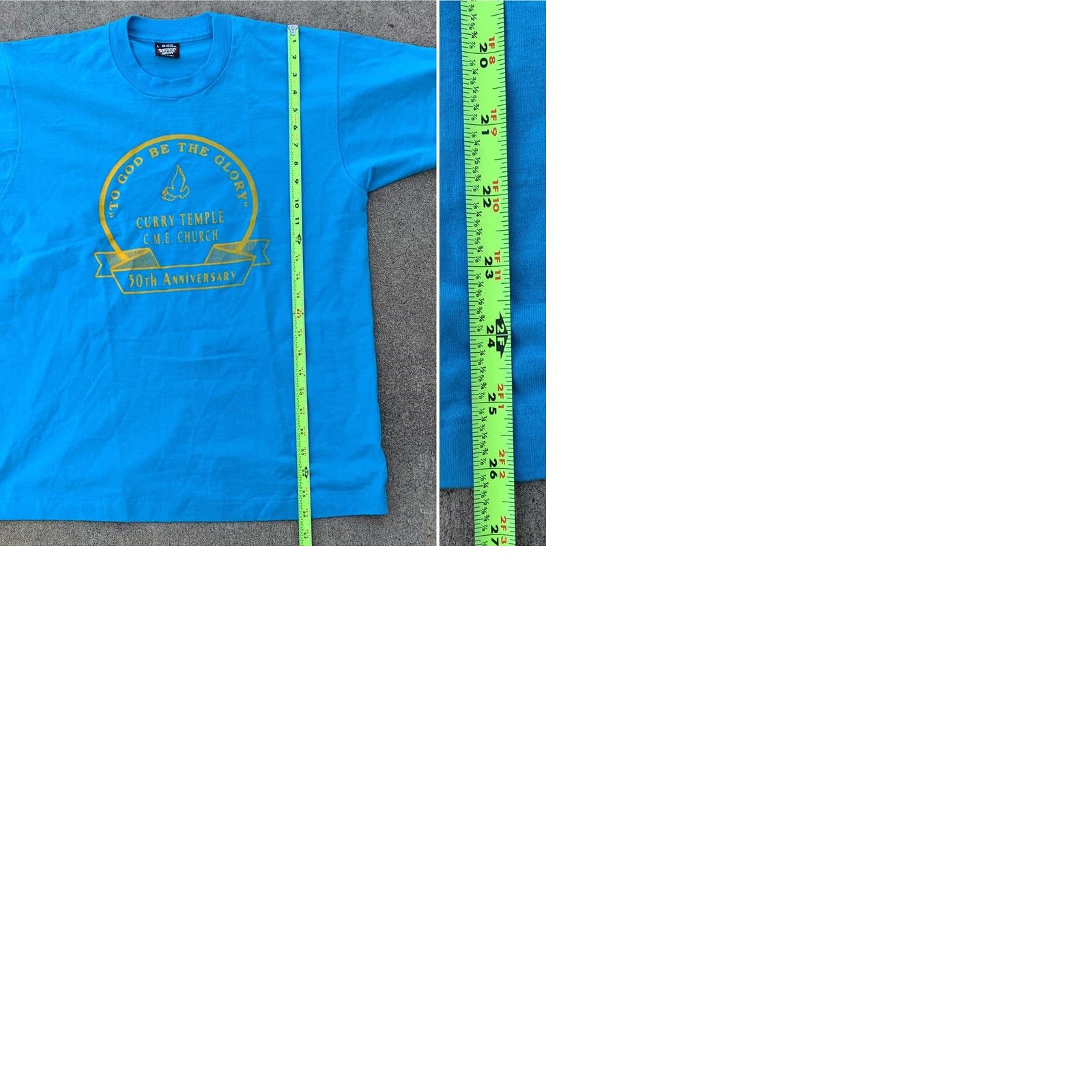Vintage VINTAGE To God Be The Glory Curry Temple CME Church 30th Anniversary T-Shirt L Blue Mens Short Sleeve Graphic 80s 90s Bird Screen Stars Made in USA Size US L / EU 52-54 / 3 - 9 Thumbnail