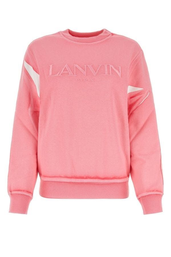 Lanvin o1y0225 Logo Crewneck Sweatshirt in Pink/White Size US S / EU 44-46 / 1 - 1 Thumbnail