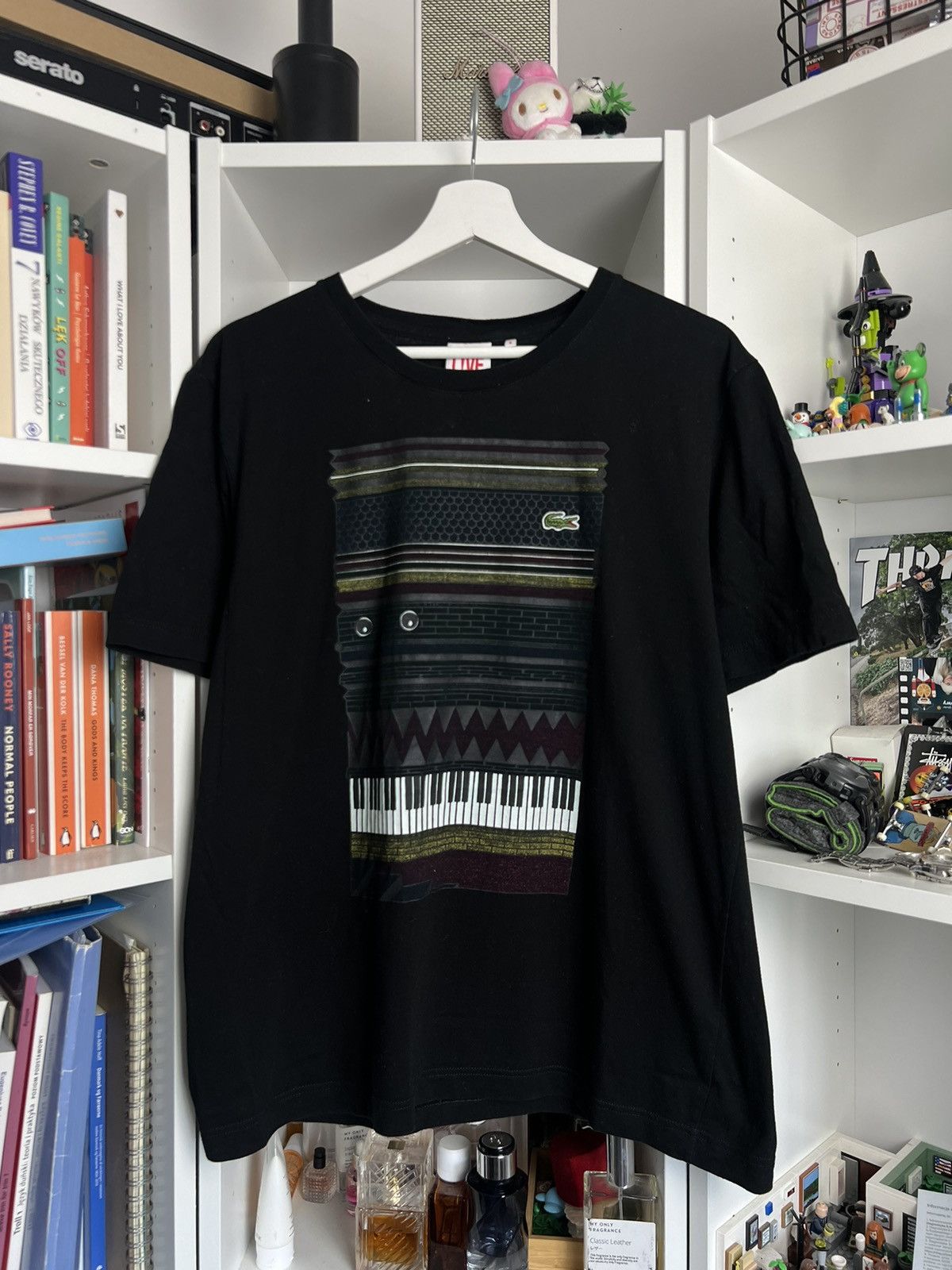 Designer × Lacoste Lacoste Live printed black t-shirt tee L designer old money Size US L / EU 52-54 / 3 - 1 Thumbnail