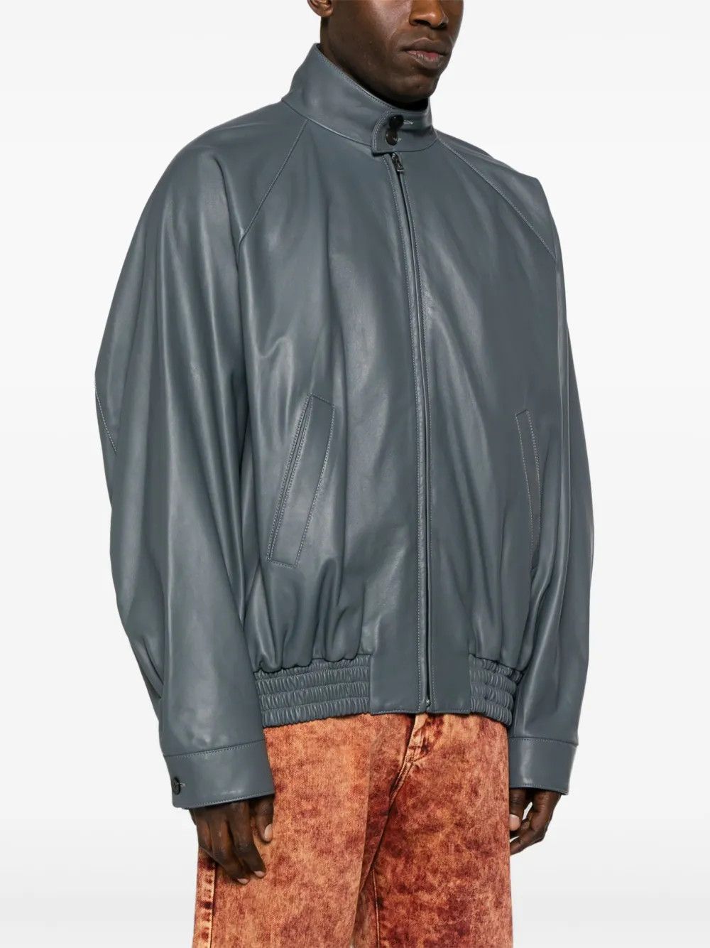 Marni o1w1db11125 Leather Bomber Jacket in Grey Size US M / EU 48-50 / 2 - 3 Thumbnail