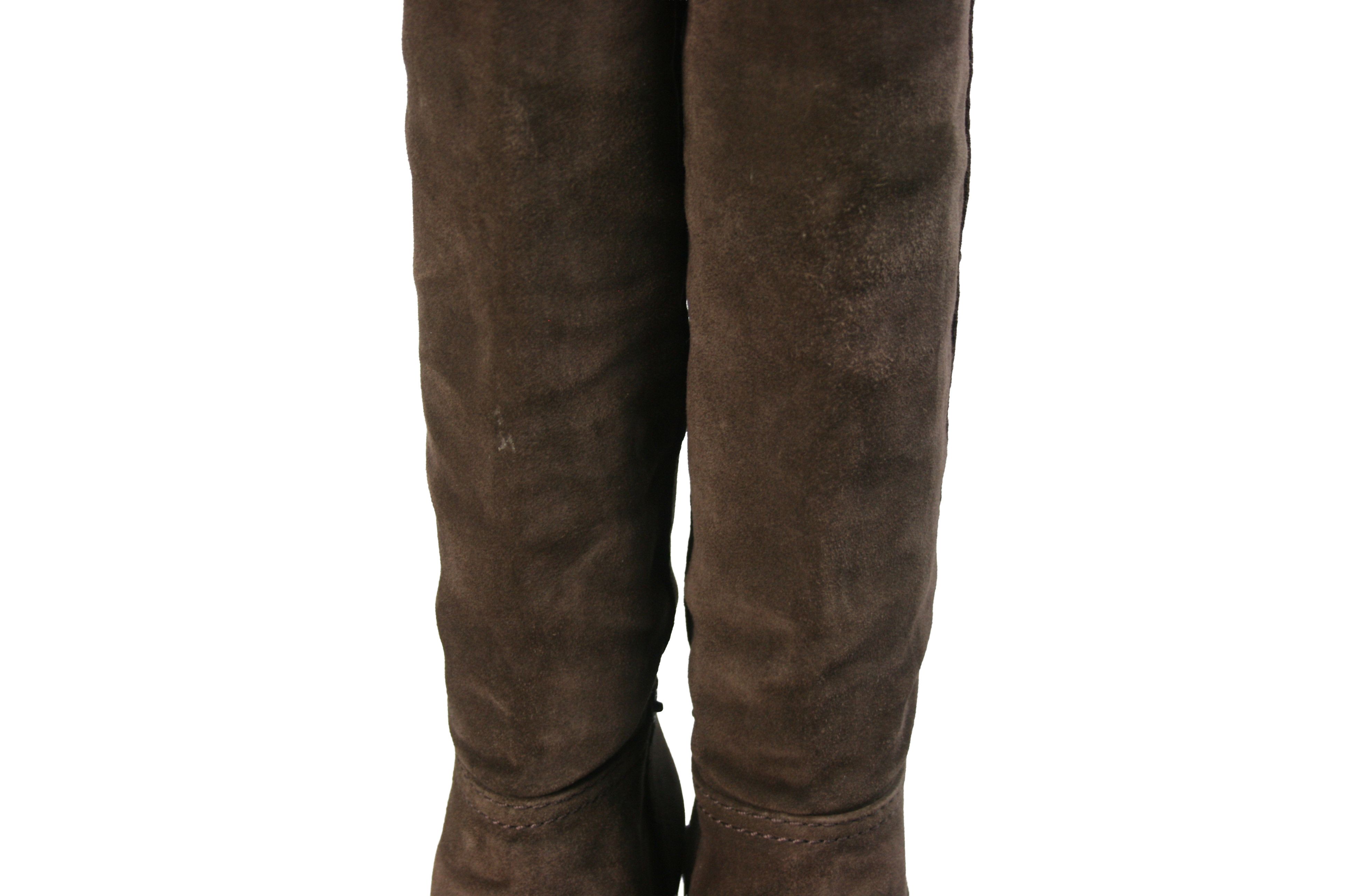 Prada 2014 Wedge Suede Overknees Boots Size US 8 / IT 38 - 10 Thumbnail