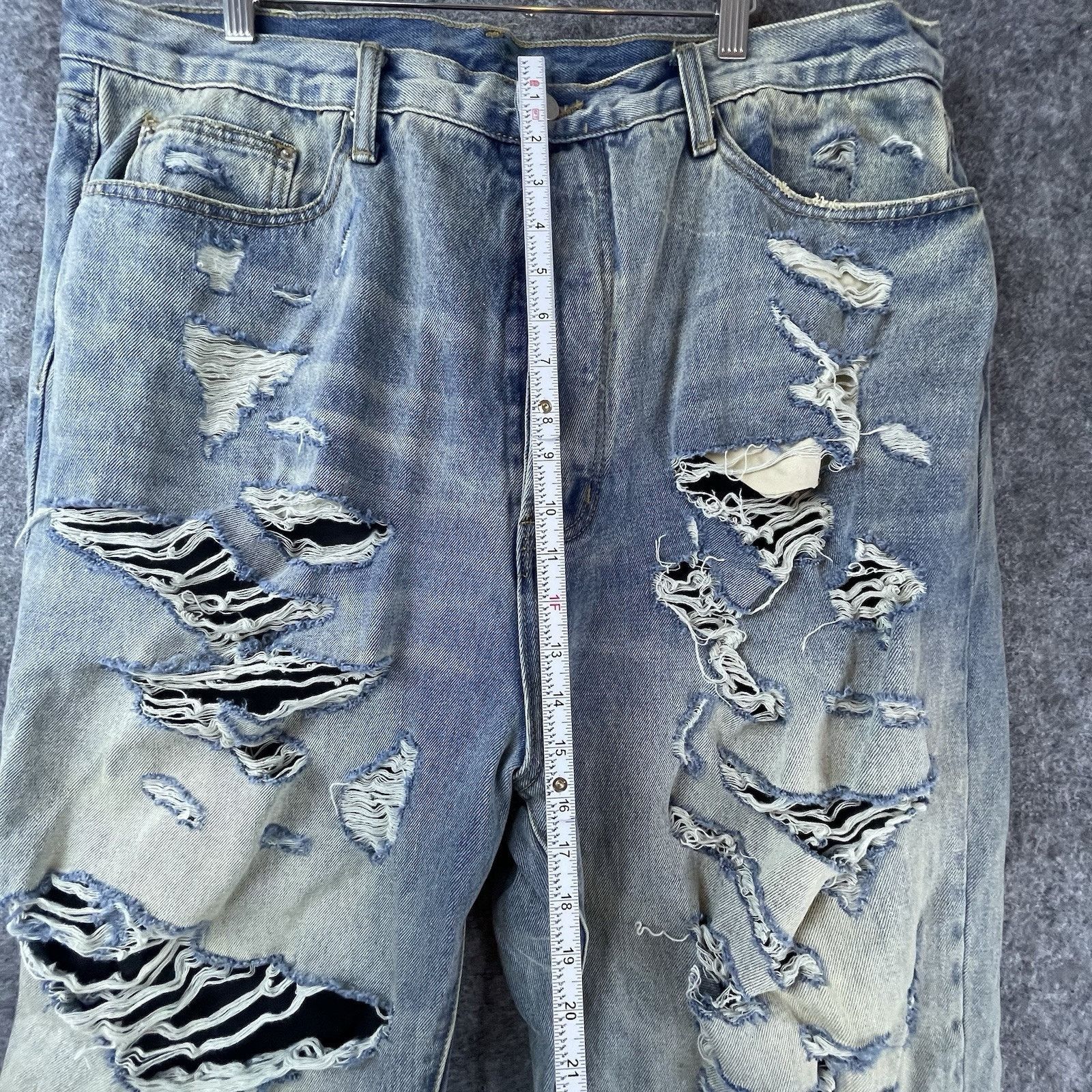 MNML MNML Jeans Mens 40 Straight Thrashed Button Fly Destroyed Size US 40 / EU 56 - 6 Thumbnail