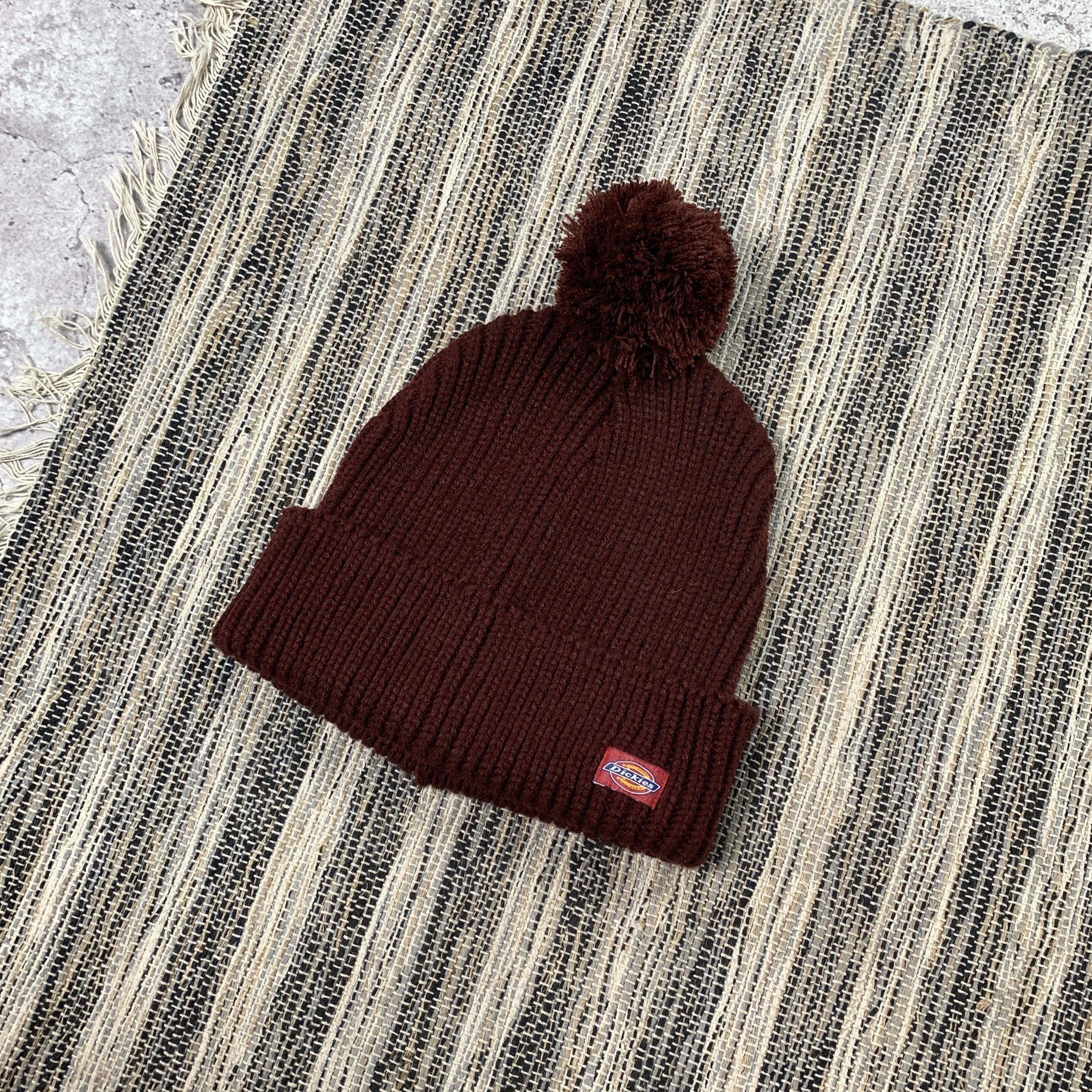 Dickies Dickies Knit Burgundy Pom-Pom Beanie Winter Hat Size ONE SIZE - 1 Thumbnail