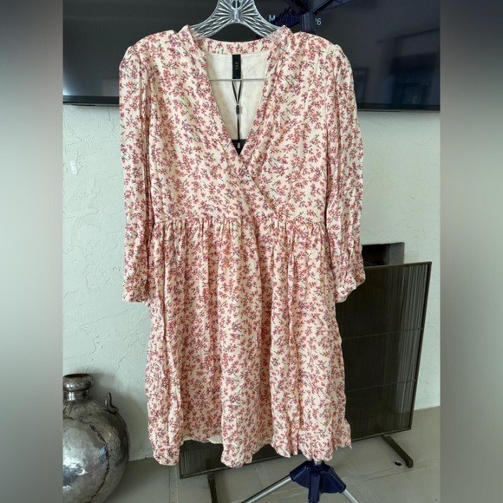 Yasuyuki Ishii Y.A.S YASCESARA Floral Mini Dress EU S Pink V-Neck Boho NWT Size S / US 4 / IT 40 - 1 Thumbnail