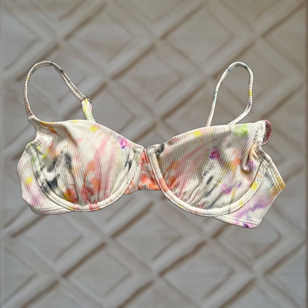 Vintage Xhilaration Women's Small Multi Tie Dye Underwired Push Up Bikini Top Beach Swimwear Size S / US 4 / IT 40 - 1 Thumbnail