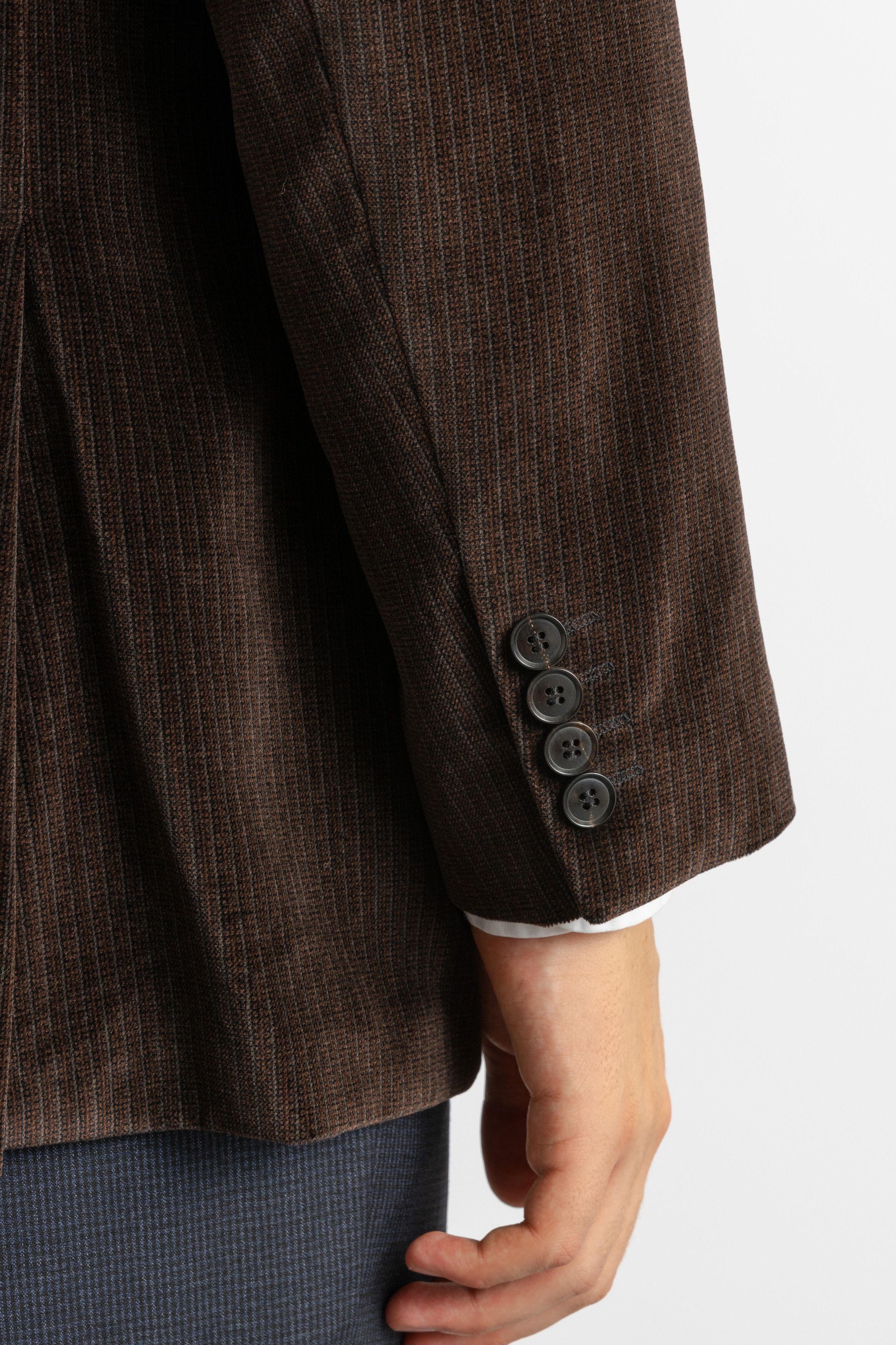 Hugo Boss BOSS Man Preowned Velour Brown One Breasted Blazer 8718 Size US M / EU 48-50 / 2 - 6 Thumbnail