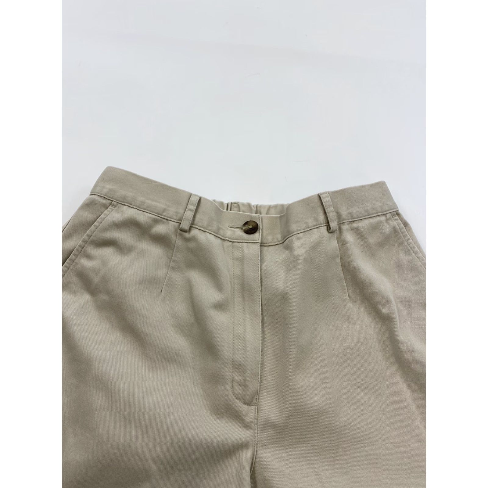Vintage L.L. Bean Pleated Pants Womens 10 Khaki Beige Cotton Chino Straight Pants Women Size 32" / US 10 / IT 46 - 4 Thumbnail