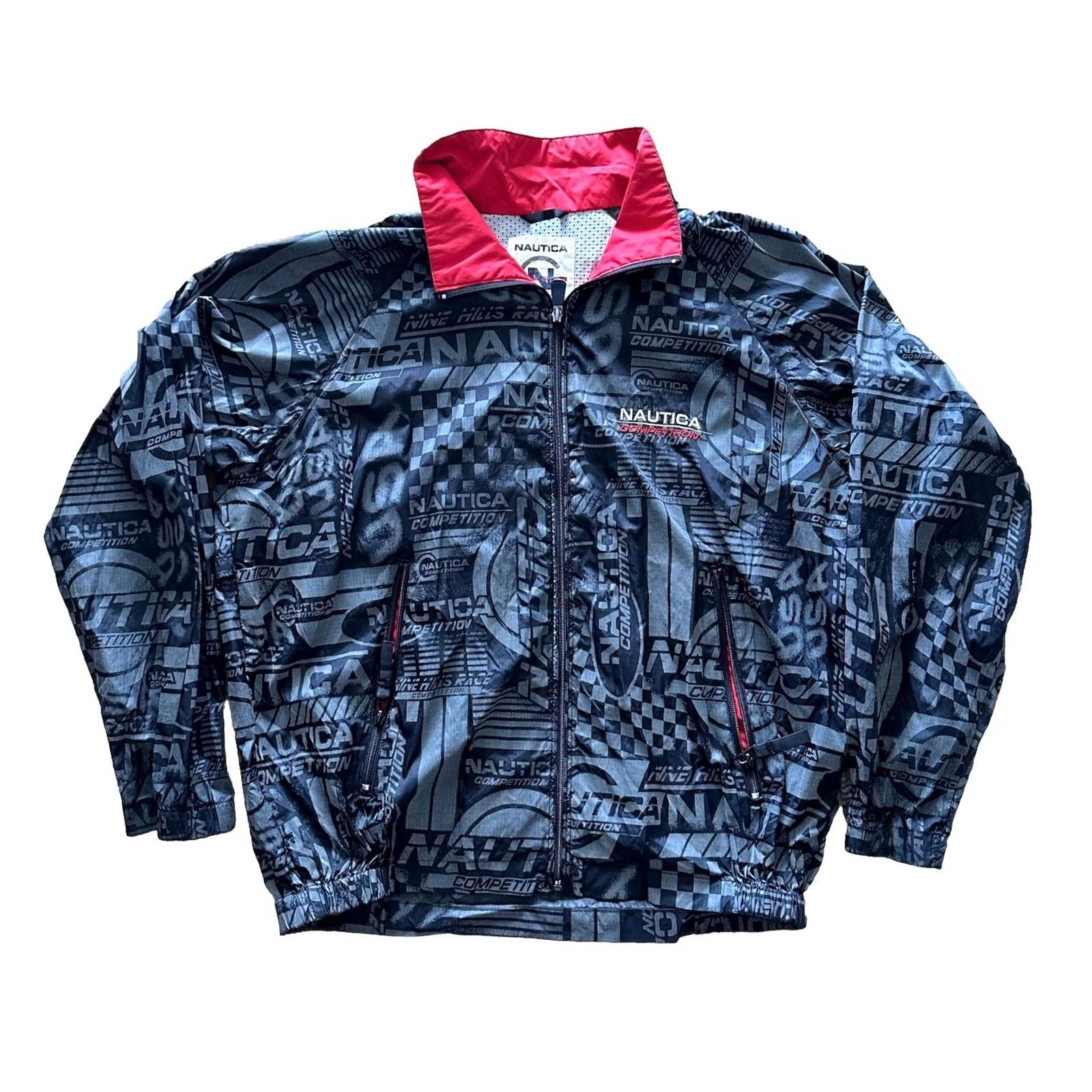 Nautica VINTAGE Nautica Windbreaker Gray Jacket L 90s Competition Sail Competition Nylon Zip Full Zip Pockets Reversible Lightweight 3M Outdoors Mens Size US L / EU 52-54 / 3 - 2 Thumbnail