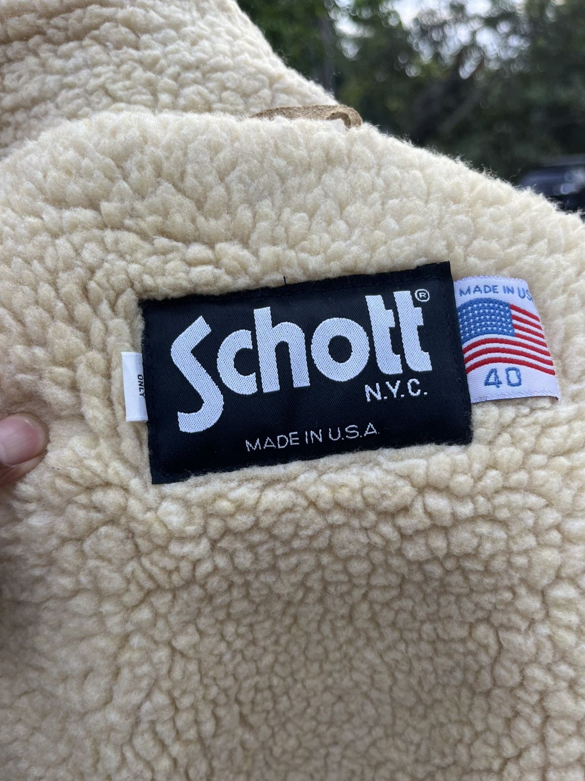Schott Vintage 90s sherling wool jacket Size US L / EU 52-54 / 3 - 12 Thumbnail