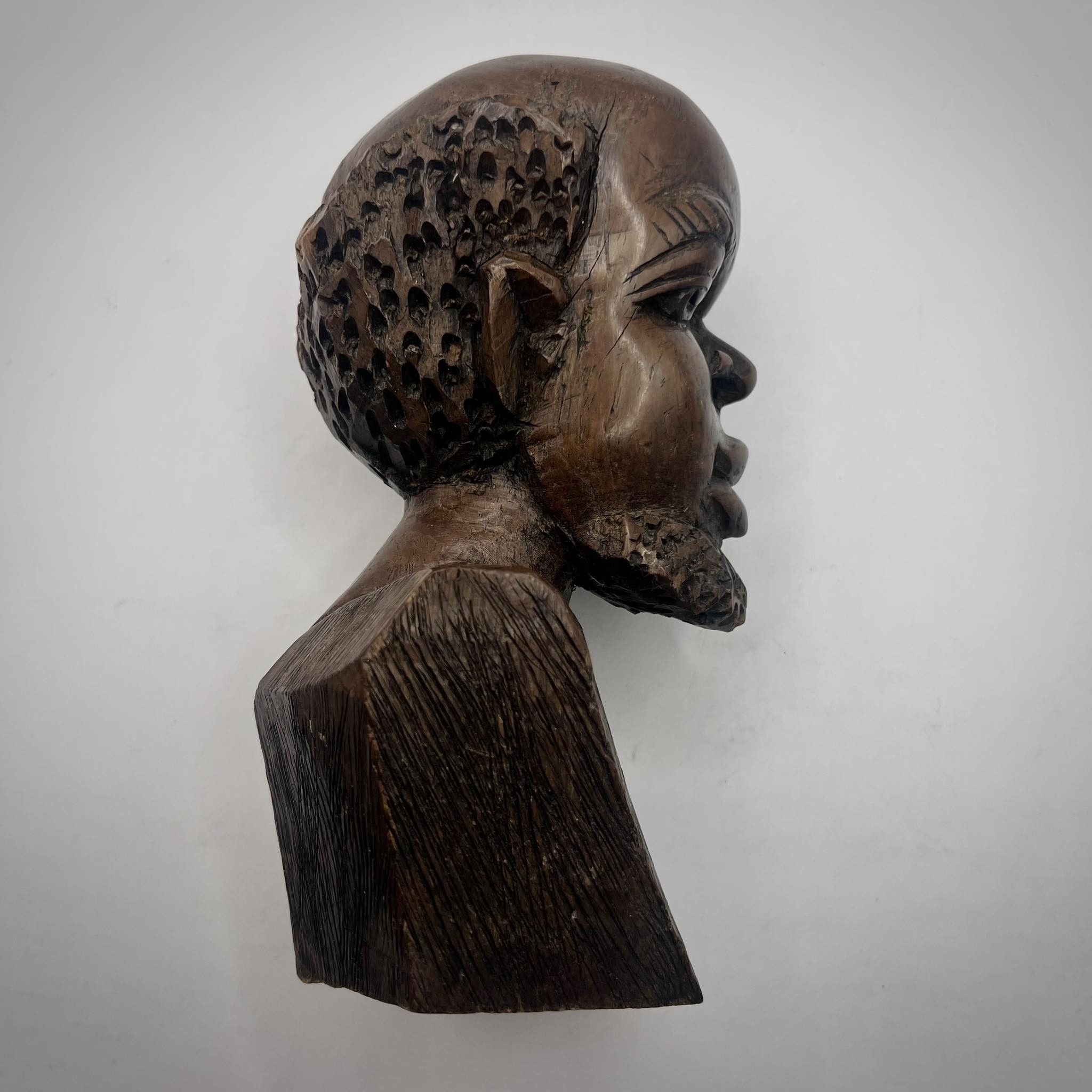 Handmade Vintage Tribal African Man Bust Figure Wood Ebanos Size ONE SIZE - 2 Thumbnail