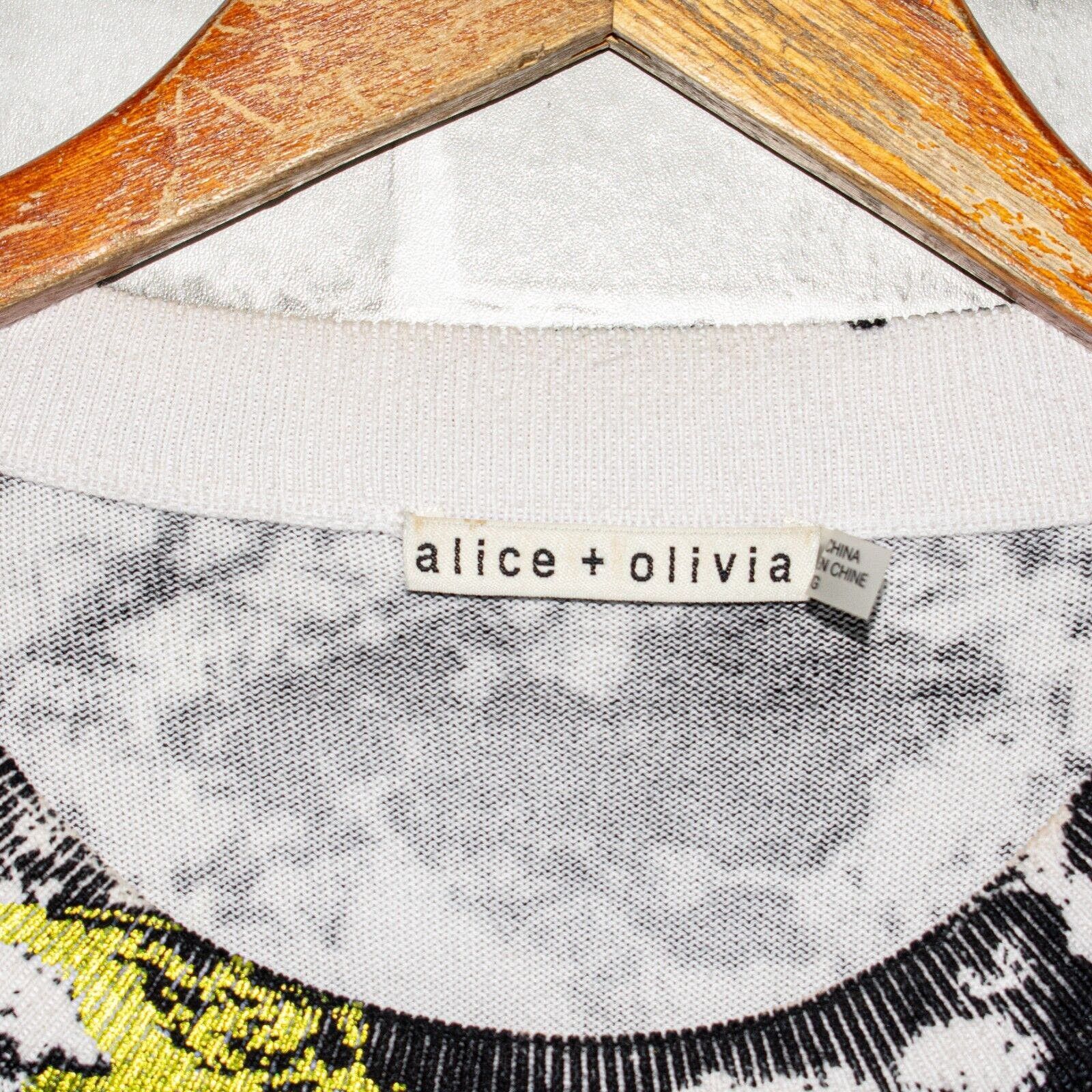 Alice + Olivia Alice + Olivia Quintin Printed Crew Sweater Black White Size XL / US 12-14 / IT 48-50 - 4 Thumbnail