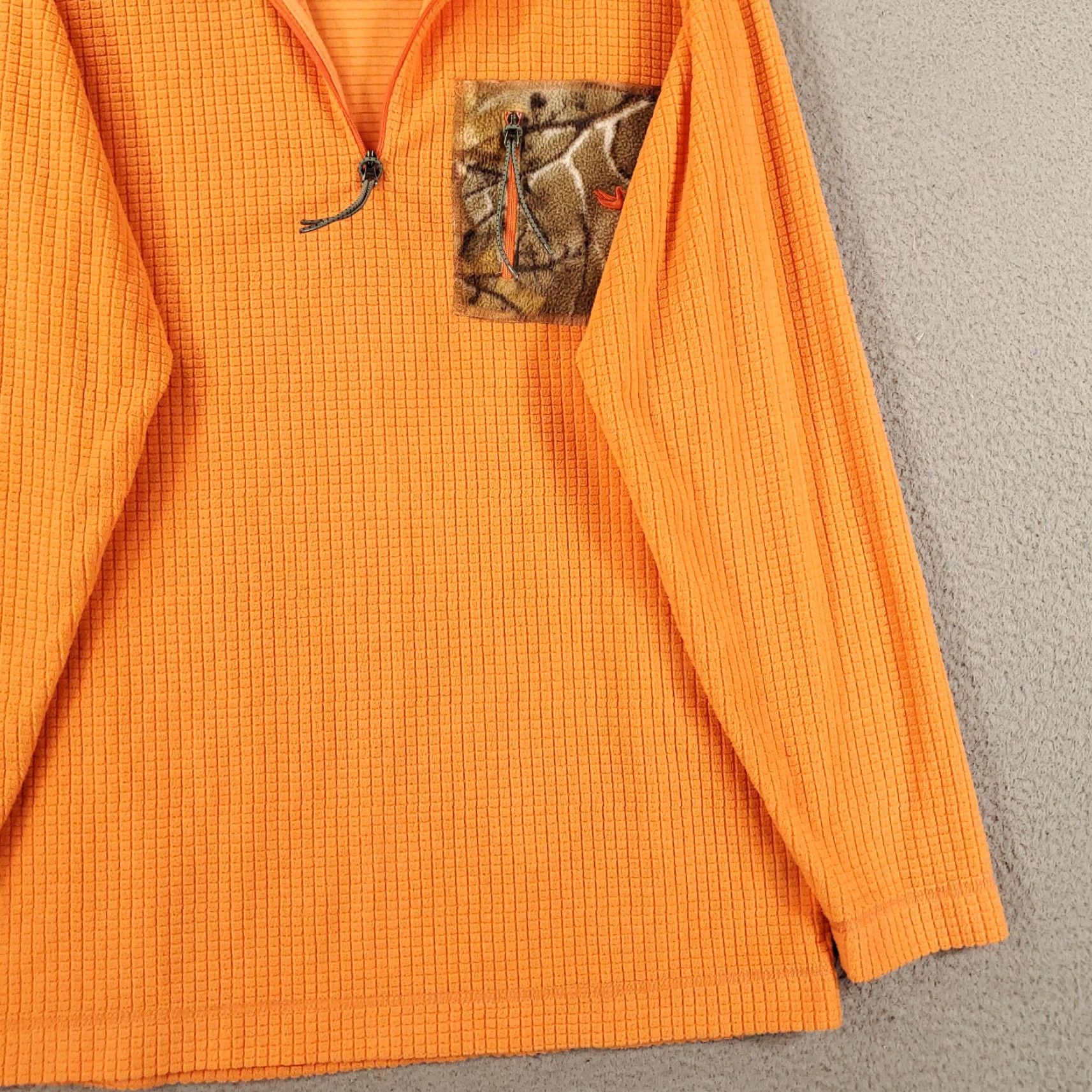 Vintage Southern Marsh Mens Sweater Small Orange Camo Trim Waffle Knit 1/4 Zip Pullover Size US S / EU 44-46 / 1 - 4 Thumbnail