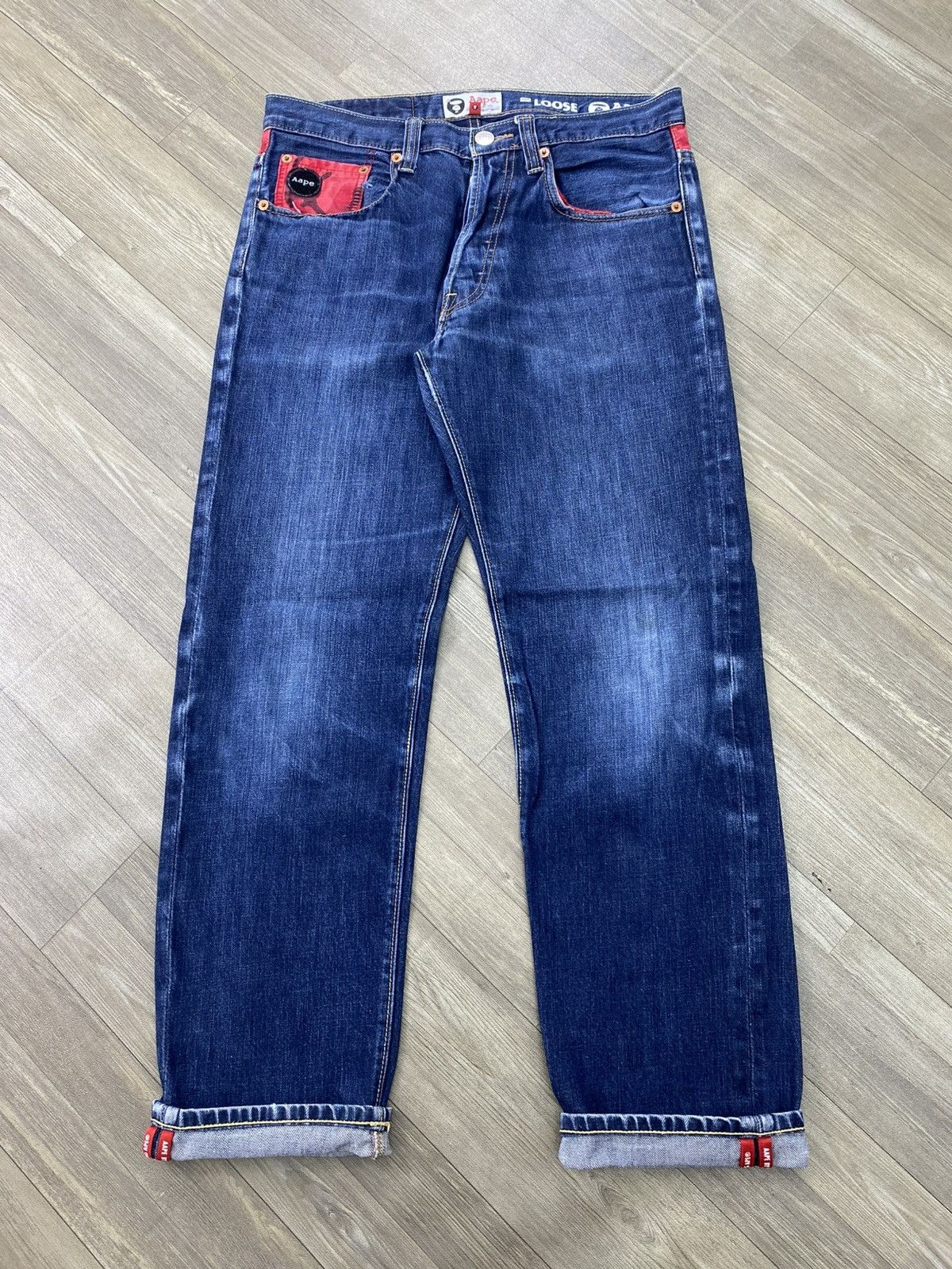 Aape Vintage Aape By A Bathing Ape Bape Embroidery Selvedge Denim Size US 32 / EU 48 - 21 Thumbnail