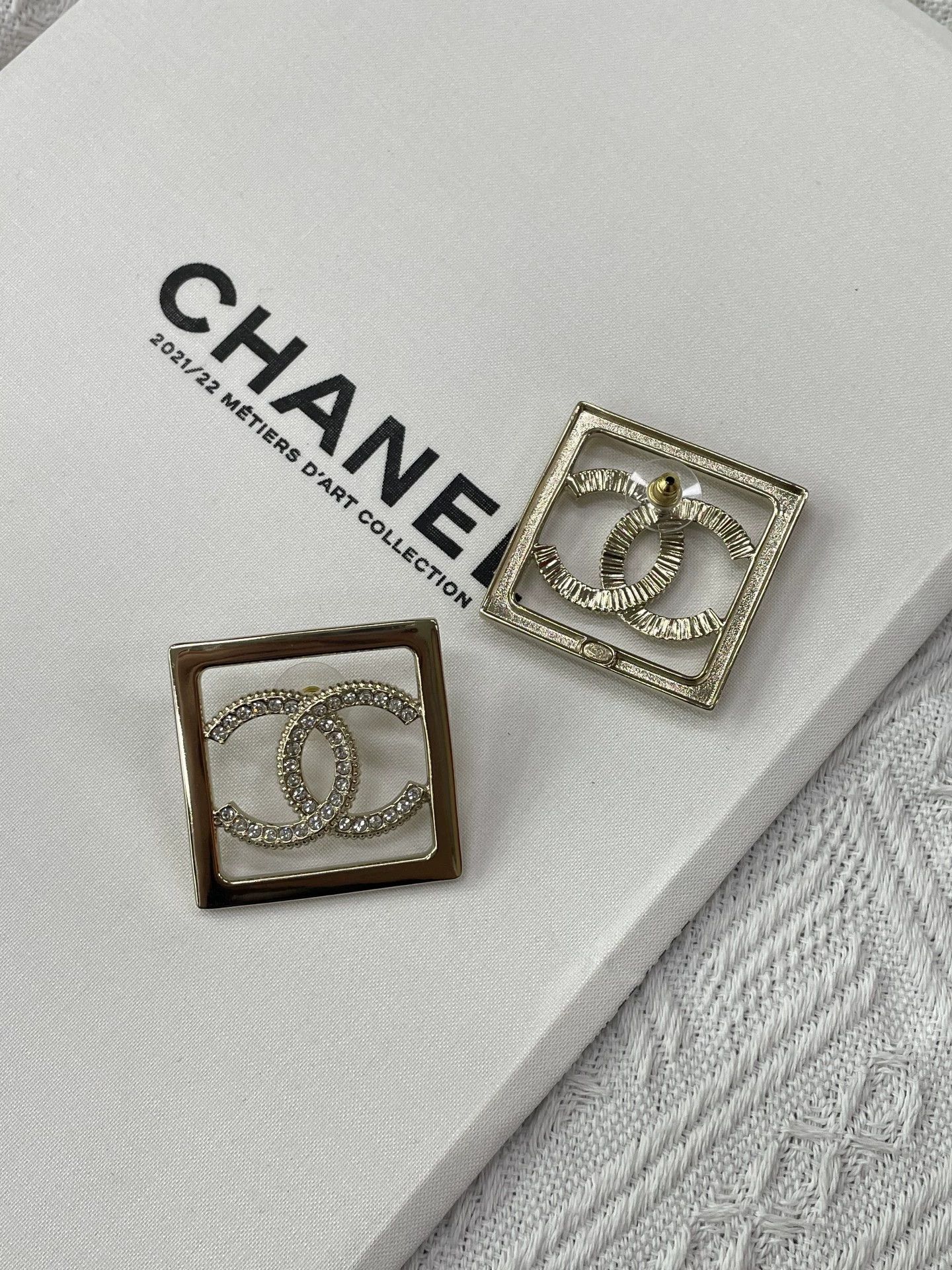 Chanel Chanel Large Square Double C Logo Earrings Size ONE SIZE - 4 Thumbnail