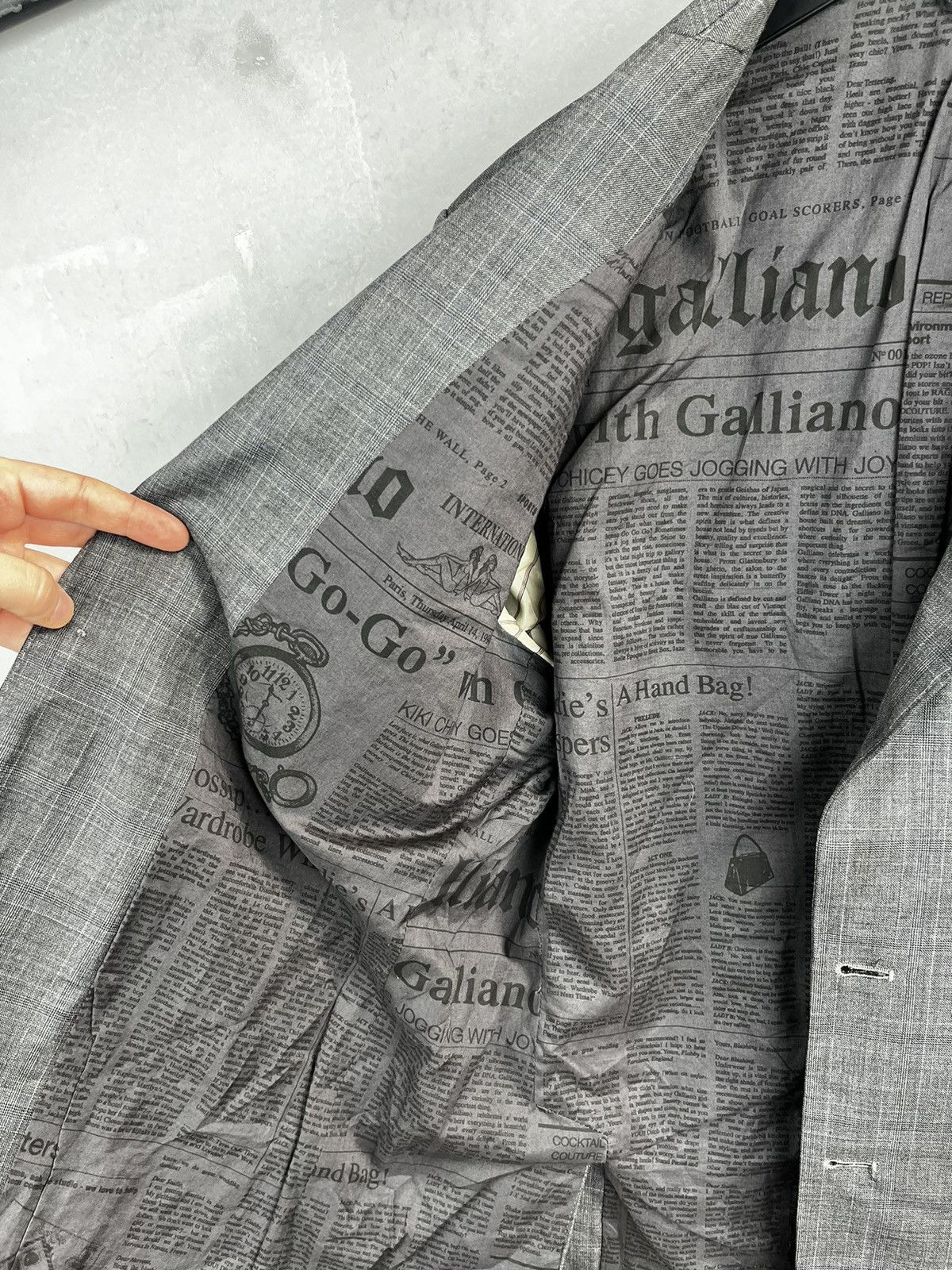 John Galliano John Galliano Printed Grey Blazer Size 50R - 5 Thumbnail