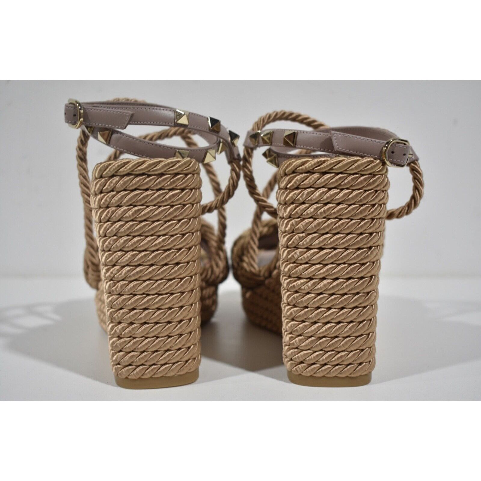 Valentino Rockstud Torchon Poudre Cord Wedge Ankle Strap Sandal 40 Size US 10 / IT 40 - 11 Thumbnail