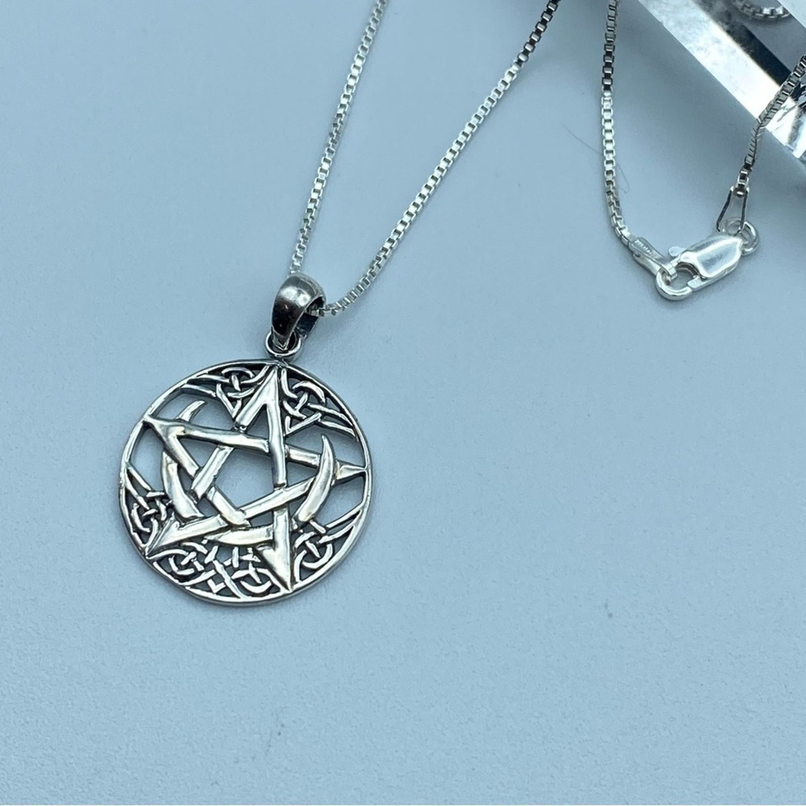 The Unbranded Brand Celtic Crescent Moon Pentagram Sterling Silver Necklace Size ONE SIZE - 3 Thumbnail