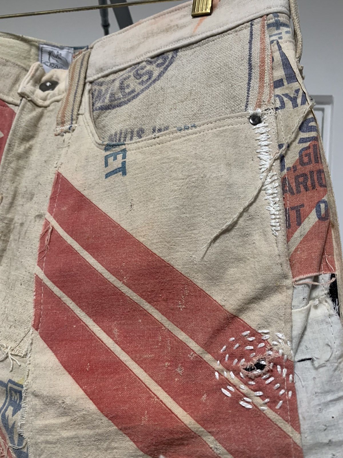 Vintage Bizzrad Country Patchwork Jeans Size US 35 - 3 Thumbnail