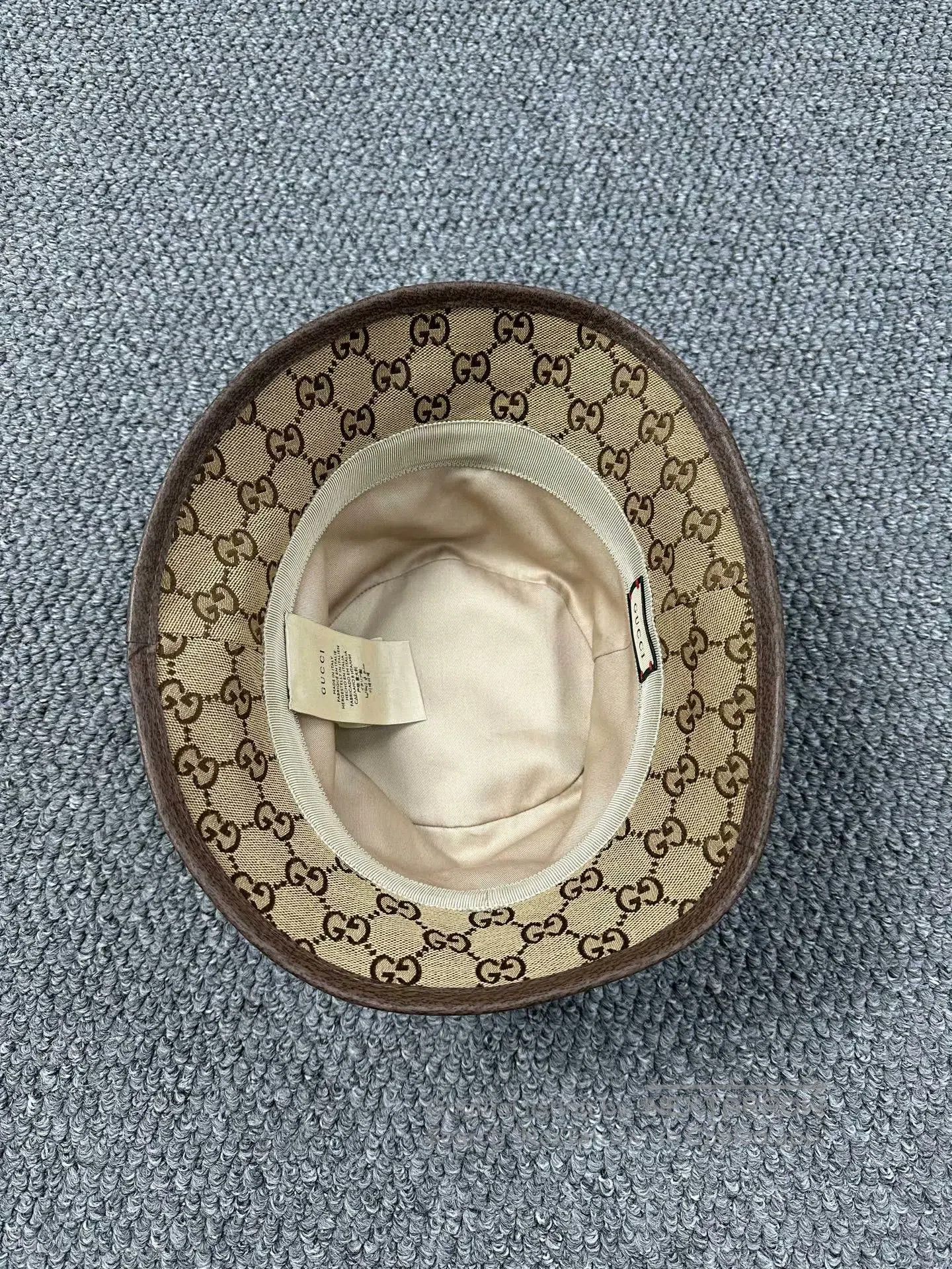 Gucci Guicci Brown Double G Logo Embroidered Fisherman's Hat| Size ONE SIZE - 3 Thumbnail