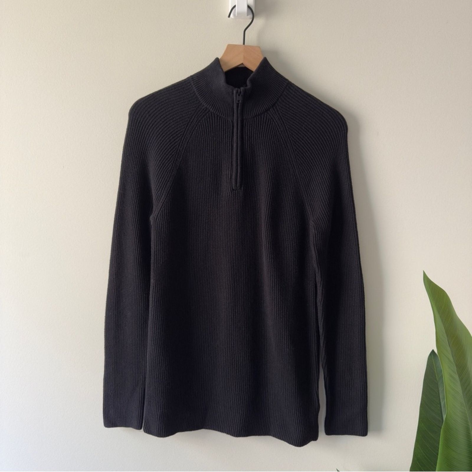 Express Express Black Half-Zip Turtleneck Sweater ribbed long sleeve Size M / US 6-8 / IT 42-44 - 3 Thumbnail