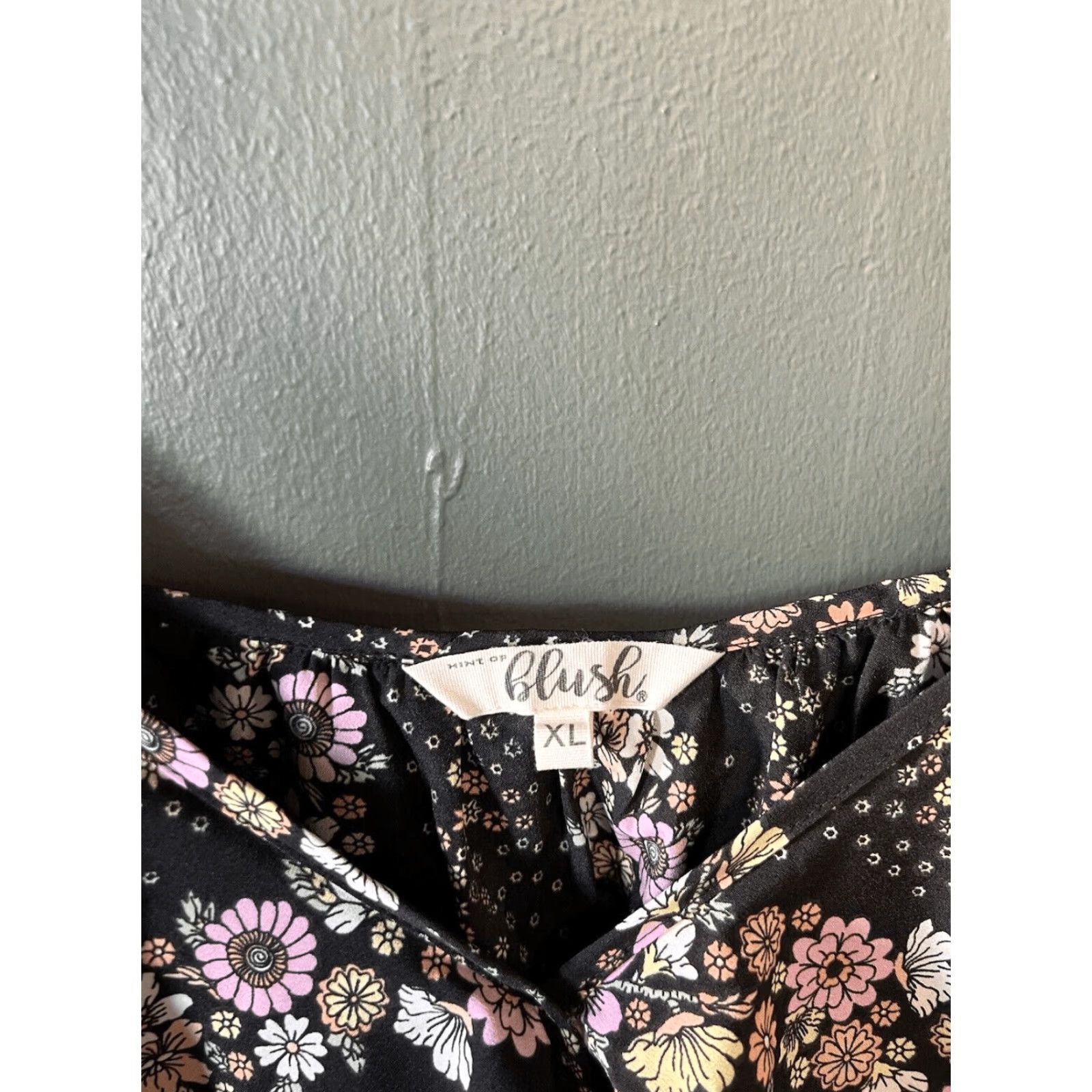 Vintage Hint of Blush Womens Dress Floral Pattern Flowy Long Black XL Sundress Fit & Flare Womens Size XL / US 12-14 / IT 48-50 - 3 Thumbnail