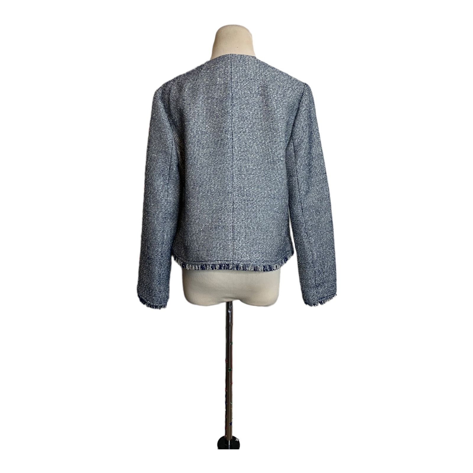 Banana Republic Banana Republic blue tweed fringe trims open lined blazer 6 Size M / US 6-8 / IT 42-44 - 3 Thumbnail