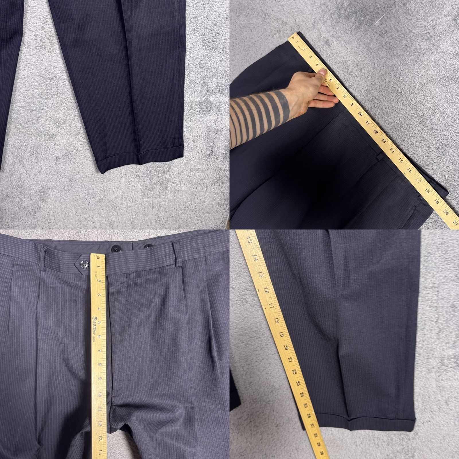 Jos. A. Bank Jos A Bank Suit Mens 46R 38x27 2 Piece 100% Wool Pinstripe Cuffed 2 Button Set Size 46R - 9 Thumbnail