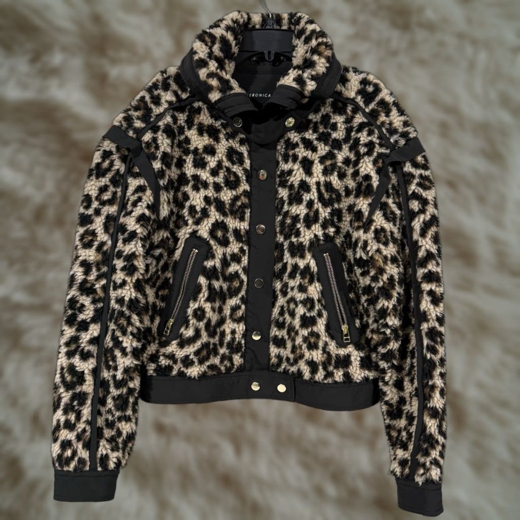 Veronica Beard Veronica Beard Jacket Womens S Leopard Faux-Fur Snap-Front Teddy Brown - Shirt/Coat Size S / US 4 / IT 40 - 1 Thumbnail