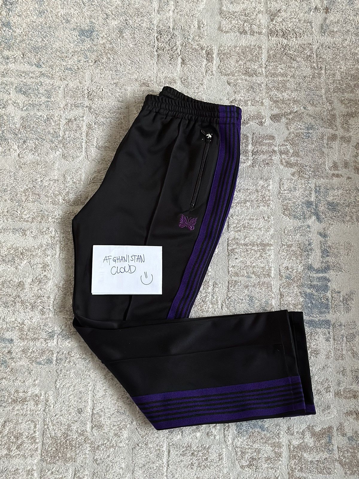 image of Needles Track Pants Black Purple, Men's (Size 34)