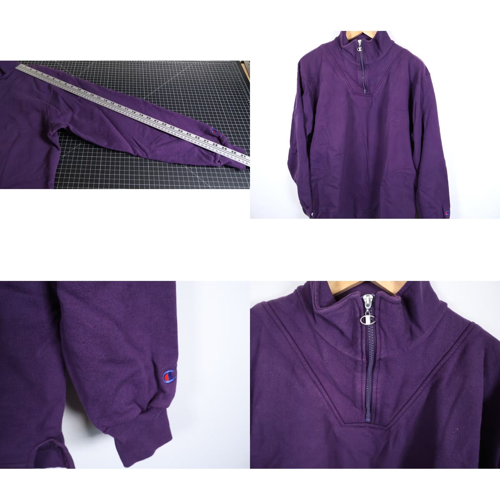 Champion VINTAGE Champion Sweatshirt Men's XL Purple 1/4 Zip Mock Neck Pullover USA Made 90s Retro De Size US XL / EU 56 / 4 - 8 Thumbnail