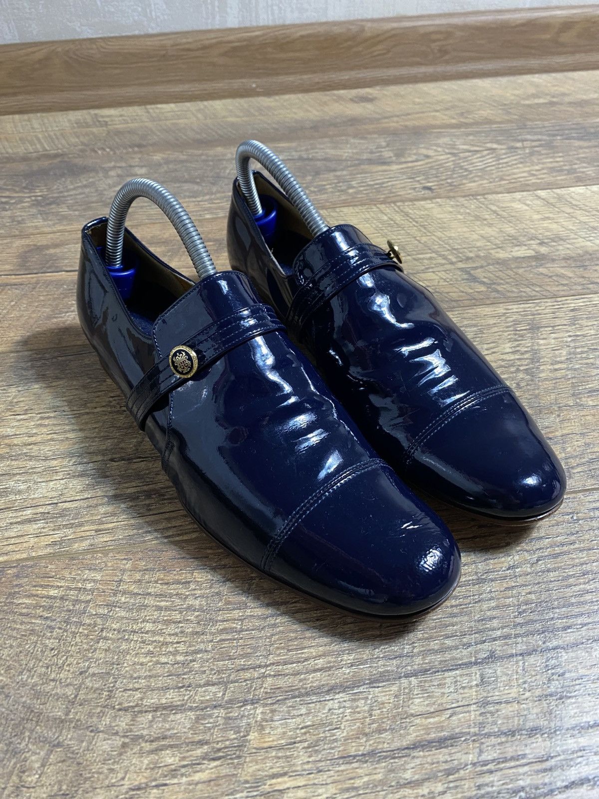 Japanese Brand chausser Loafers Patent Leather Navy Blue Made in Japan Size US 8 / IT 38 - 2 Thumbnail