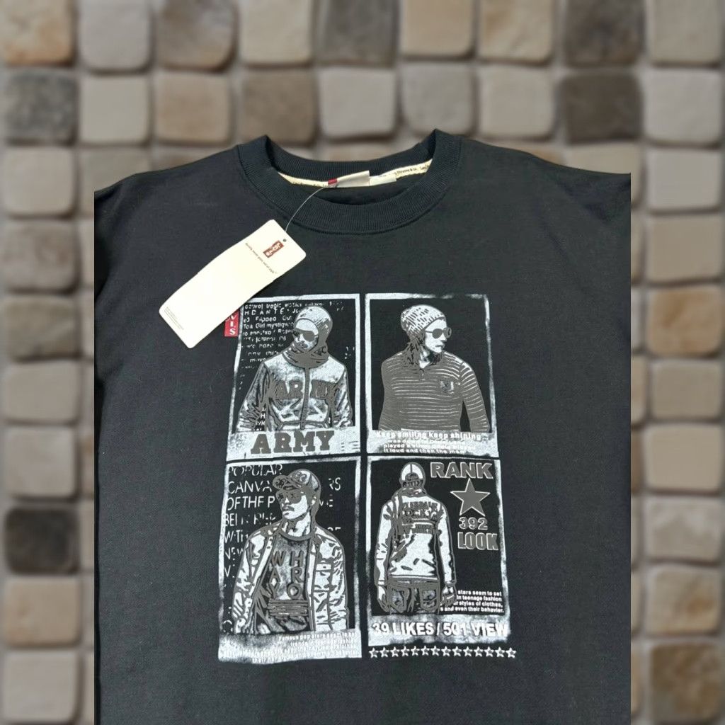 Levi's VINTAGE Levi's Sweatshirt Mens 2XL Black Cotton Millennial 2000s New Graphic Print Pullover Crew Neck Size US XXL / EU 58 / 5 - 1 Thumbnail