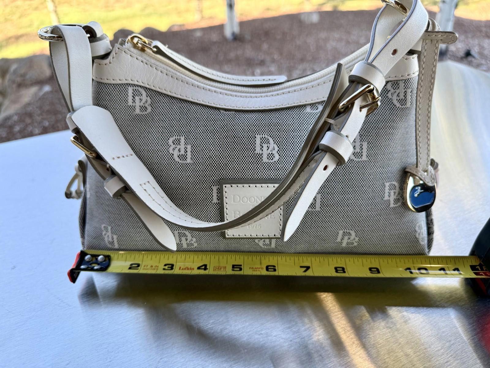 Dooney & Bourke Dooney & Bourke White Leather/Canvas HoboBag Matching Wallet Size ONE SIZE - 12 Thumbnail