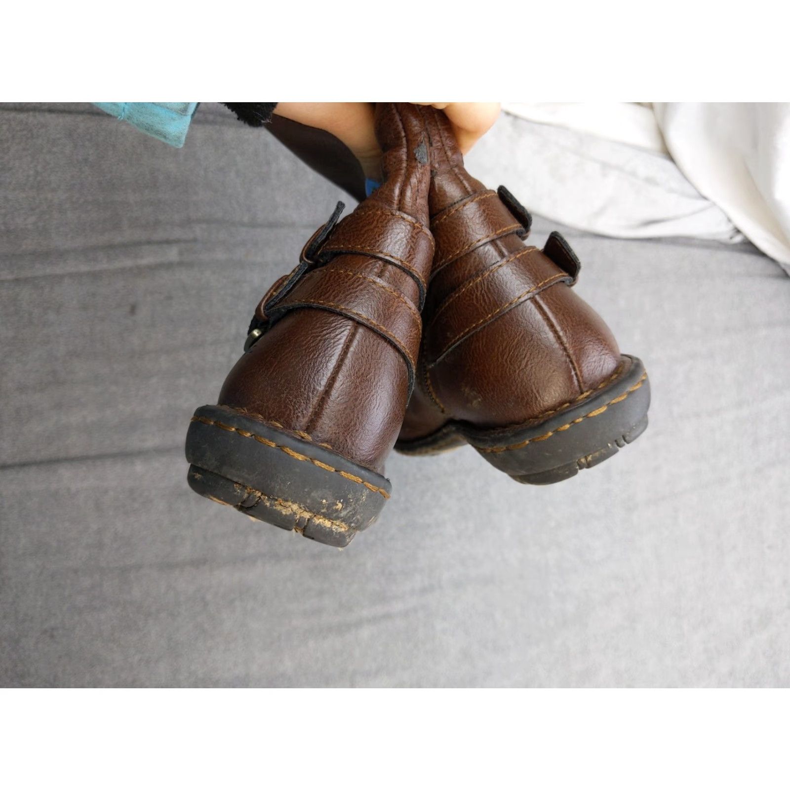 Vintage Riding Boots Womens 6.5 Brown Faux Leather Mid-Calf Zip Buckle Straps Boots Size US 7 / IT 37 - 4 Thumbnail