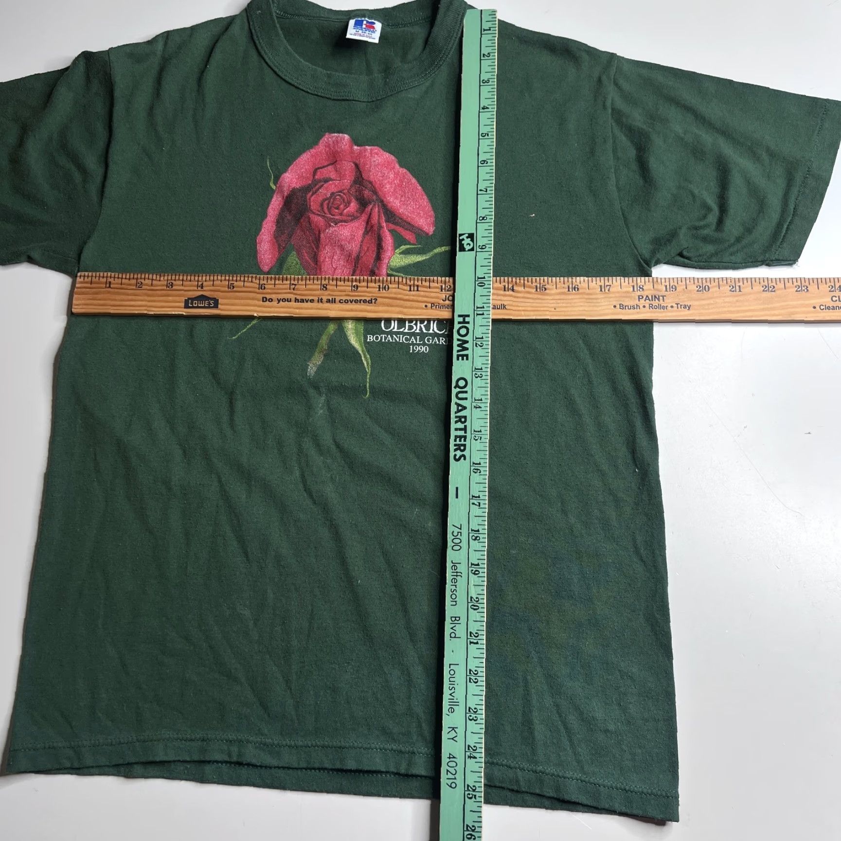 Russell Athletic VINTAGE Russell Athletic Mens M Green Olbrich Botanical Gardens Rose Graphic 1990 T-Shirt Size US M / EU 48-50 / 2 - 6 Thumbnail