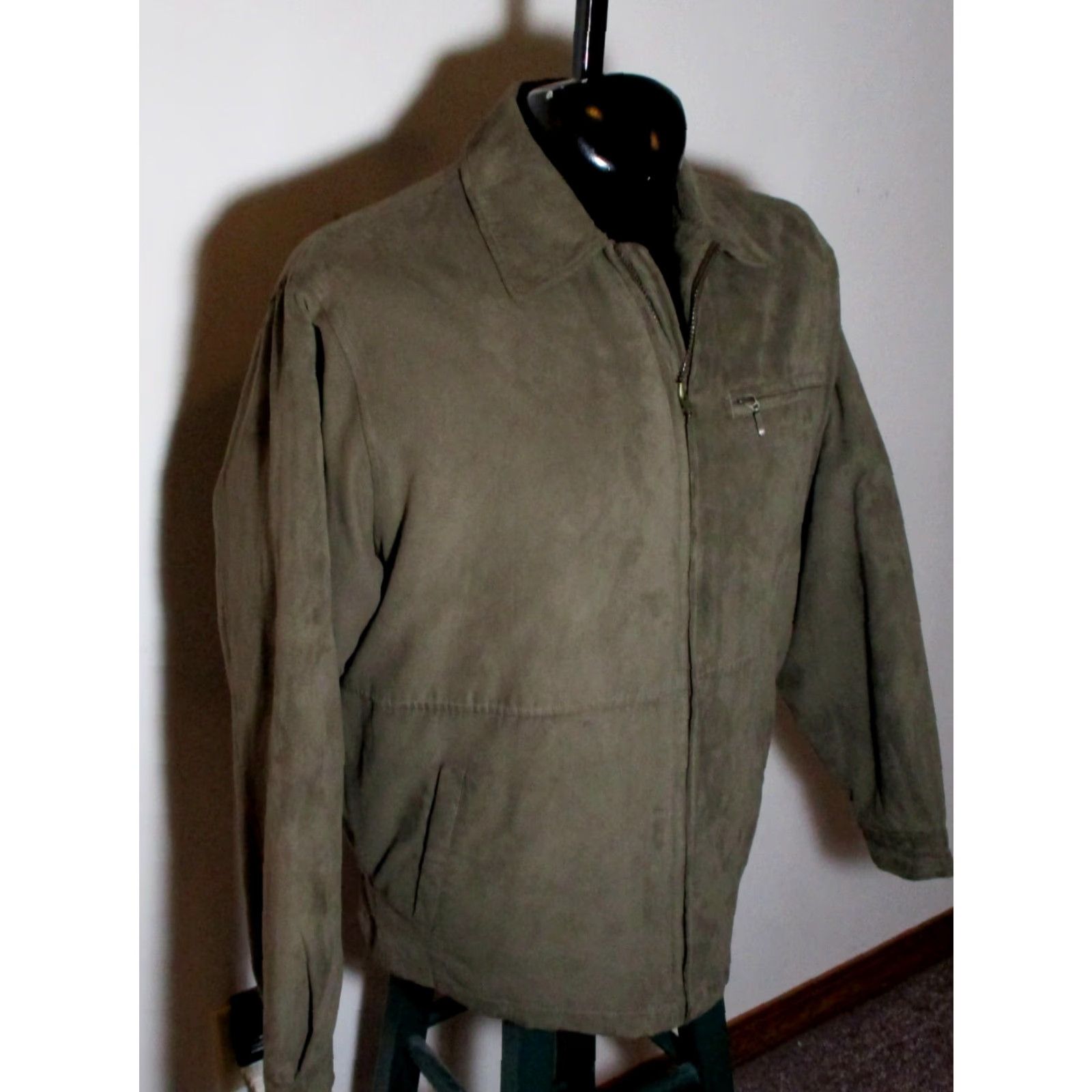 Vintage Helix Jacket Mens M Gray Full Zip Faux Leather Size US M / EU 48-50 / 2 - 2 Thumbnail