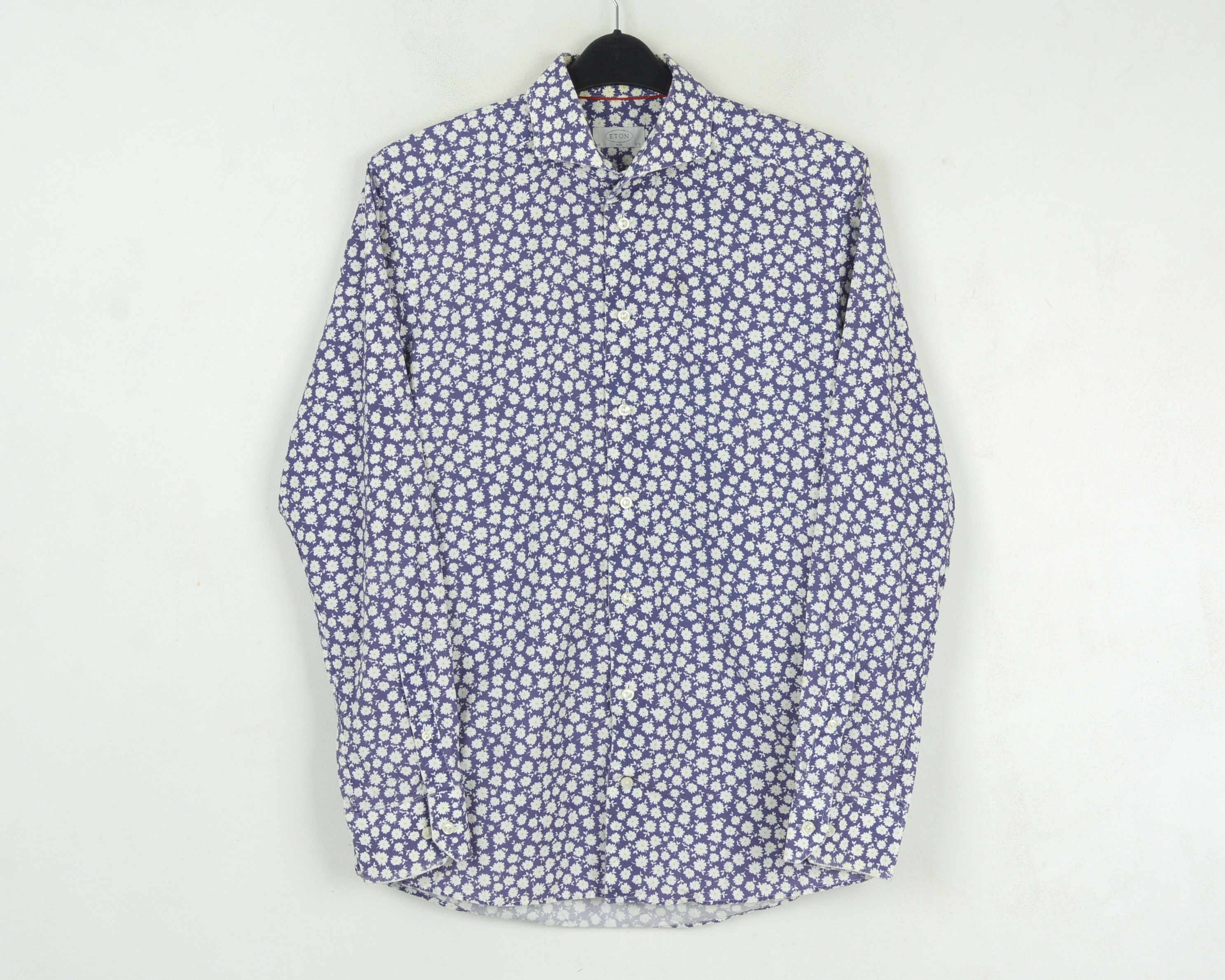 Eton 15 3/4" Size 40 Chamomile Slim Fit Floral Casual Top Size 40R - 1 Thumbnail