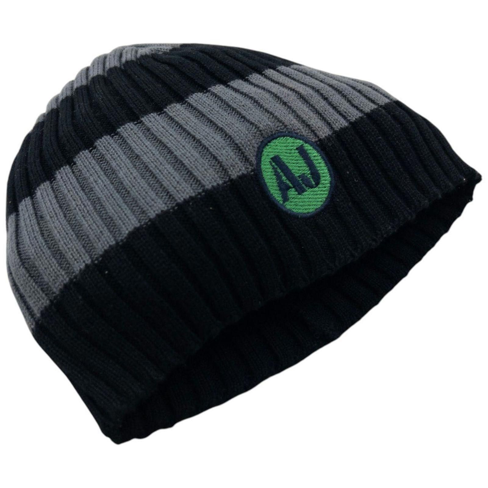 Other Vintage 2000s Armani Jeans Ribbed Stripe Beanie Hat Size ONE SIZE - 3 Thumbnail