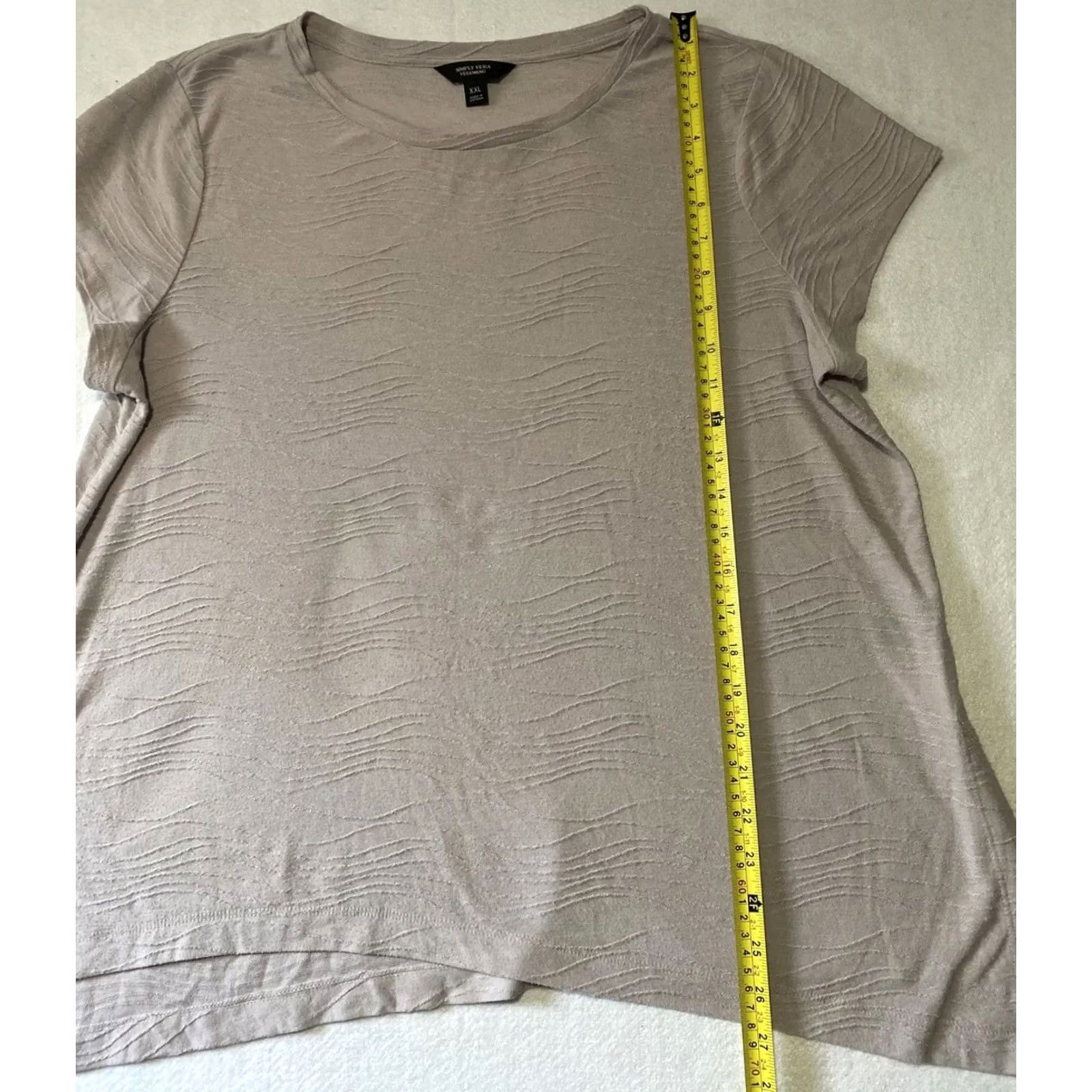 Vintage Simply Vera by Vera Wang T-Shirt Women’s Short Sleeve Casual Blouse 2XL Beige Cotton Polyester Relaxed Regular Womens Size XXL / US 16-18 / IT 52-54 - 6 Thumbnail