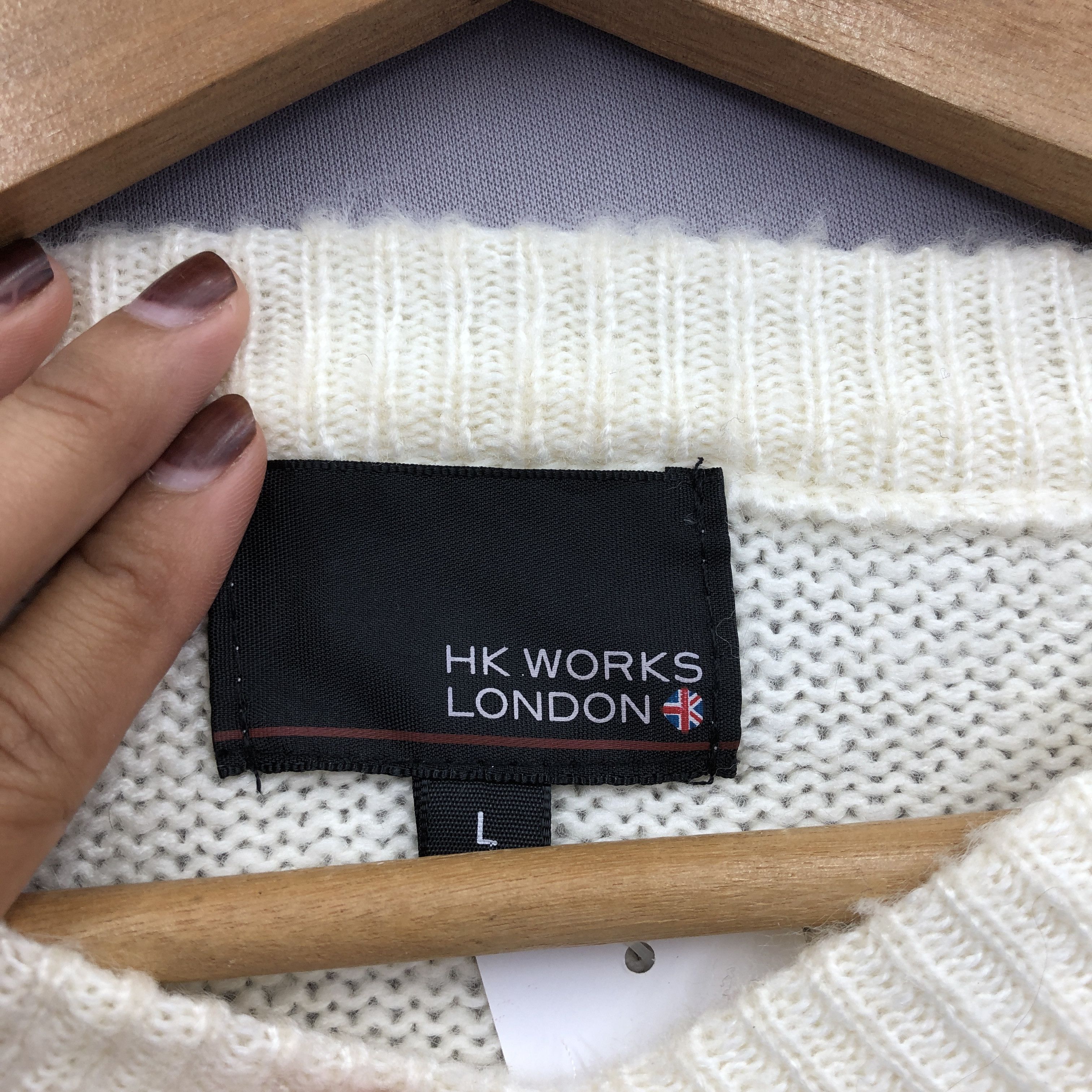 Hiroko Koshino Homme × Vintage Japanese Cable Knit Vintage Sweater Casual White Hype Rare Size US L / EU 52-54 / 3 - 4 Thumbnail