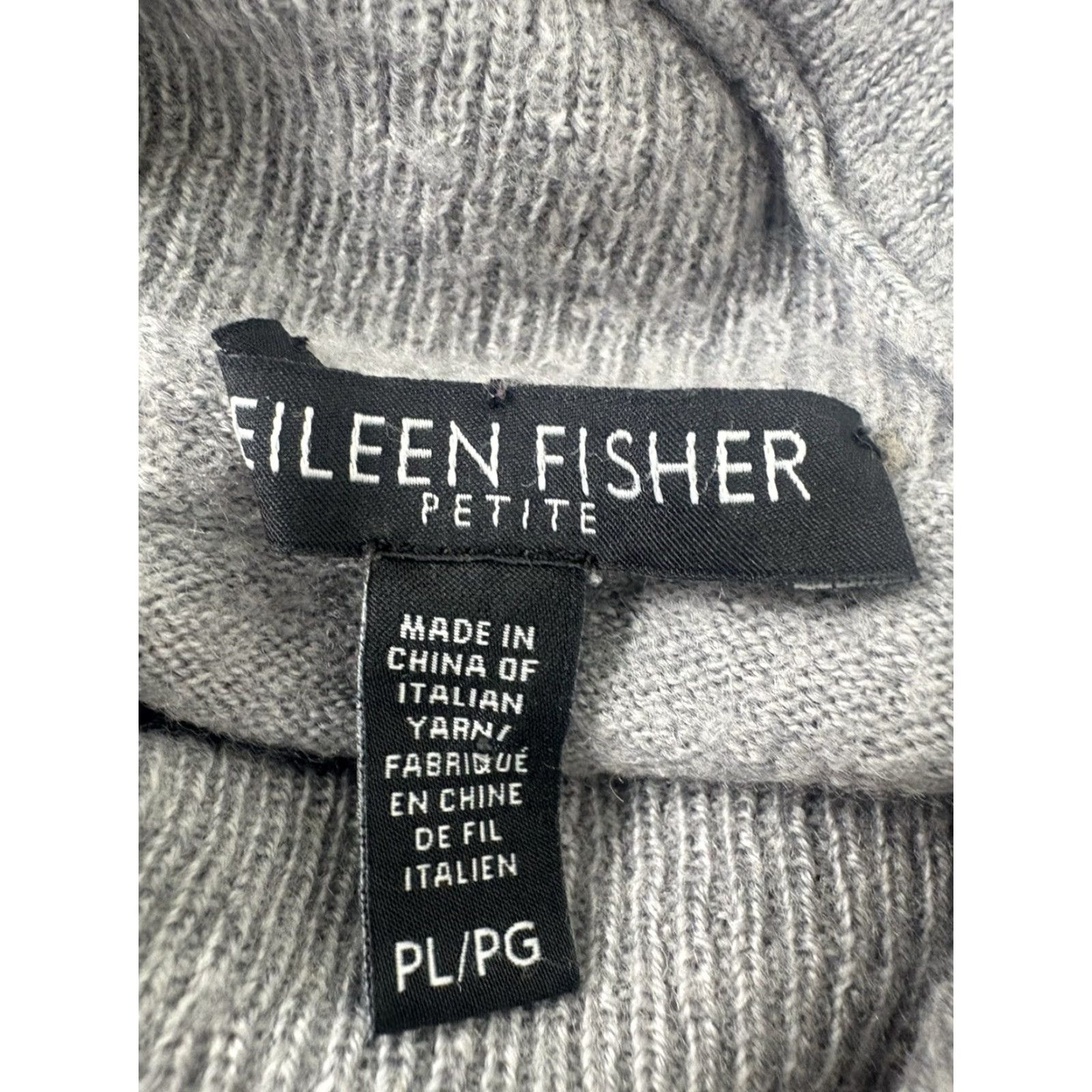 Eileen Fisher Eileen Fisher Women's Pullover Sweater Petite Gray 100% Merino Wool 3/4 Sleeve Turtleneck Fall Winter Size L / US 10 / IT 46 - 7 Thumbnail