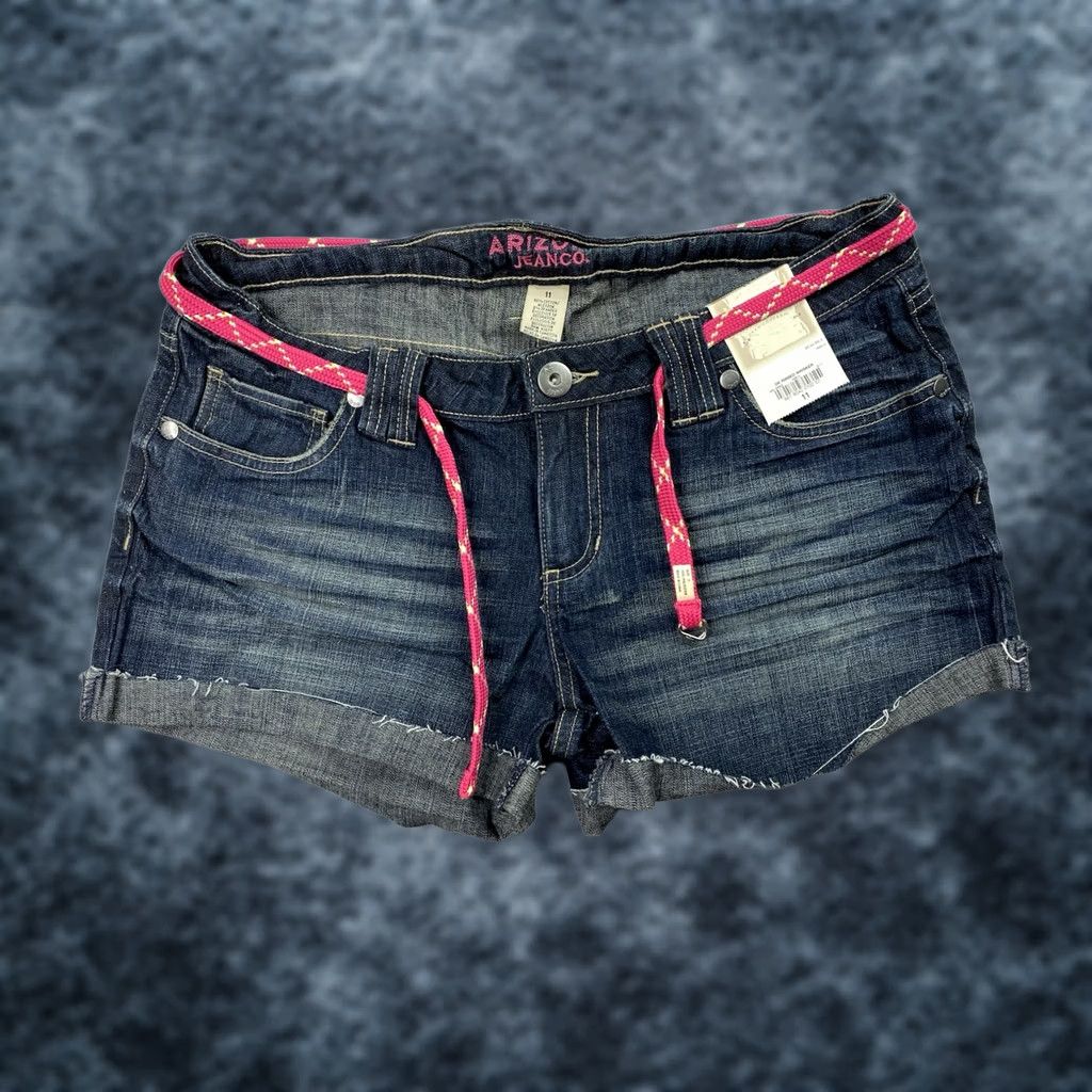 Vintage Vtg AriZona Jeans Co Shorts 11 Cuffed Distressed Stretch Denim Low Rise Y2K NWT Size 32" / US 10 / IT 46 - 1 Thumbnail