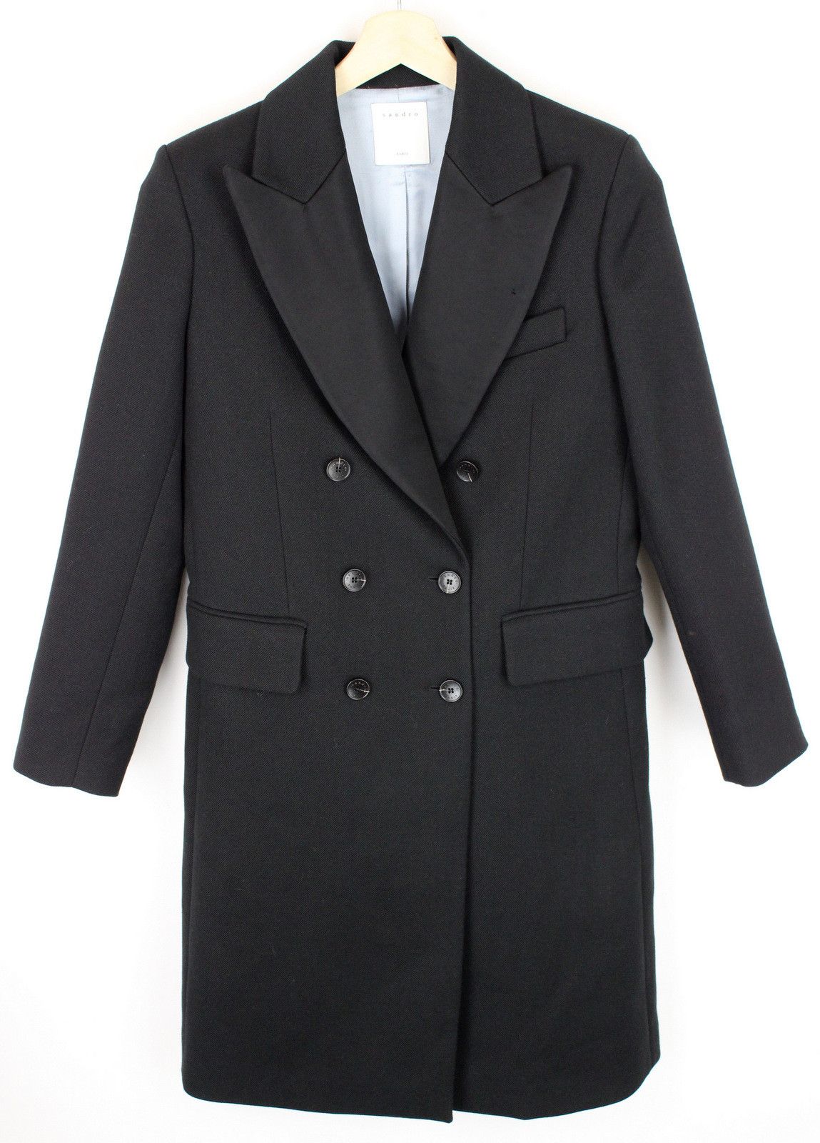 Sandro SANDRO Gulian Coat Women's EU 36 Wool Blend Double Breasted Size S / US 4 / IT 40 - 4 Thumbnail