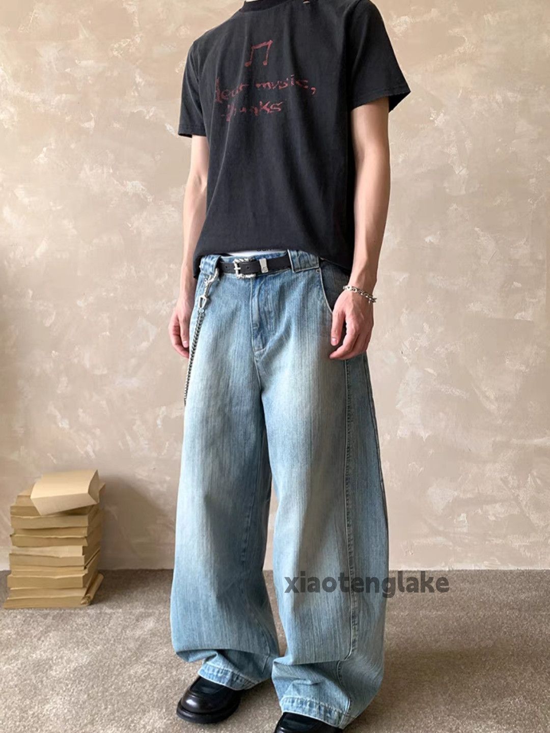 Jean Unisex washed faded utility skate hiphop baggy jeans Size US 30 / EU 46 - 5 Thumbnail